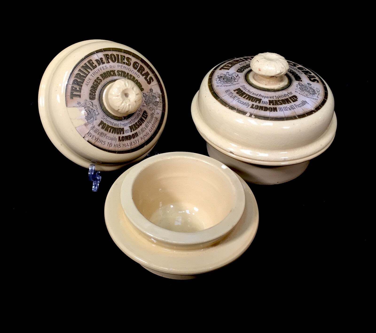 Antique Advertising Fortnum & Mason Pair Of French Ceramic Dishes Terrine C.1920 photo furniture