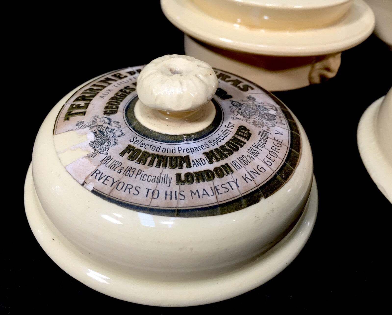 Antique Advertising Fortnum & Mason Pair Of French Ceramic Dishes Terrine C.1920 photo vinterior