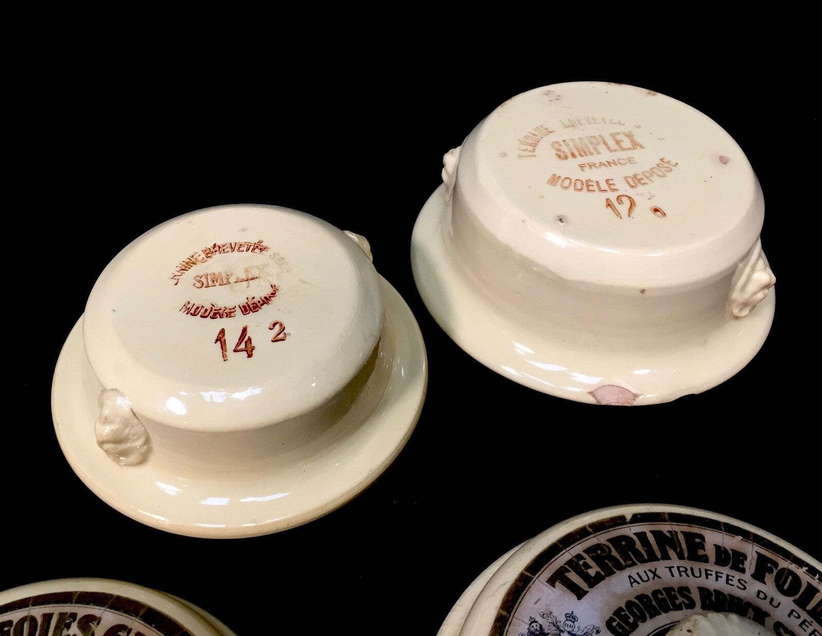 Antique Advertising Fortnum & Mason Pair Of French Ceramic Dishes Terrine C.1920 photo buy
