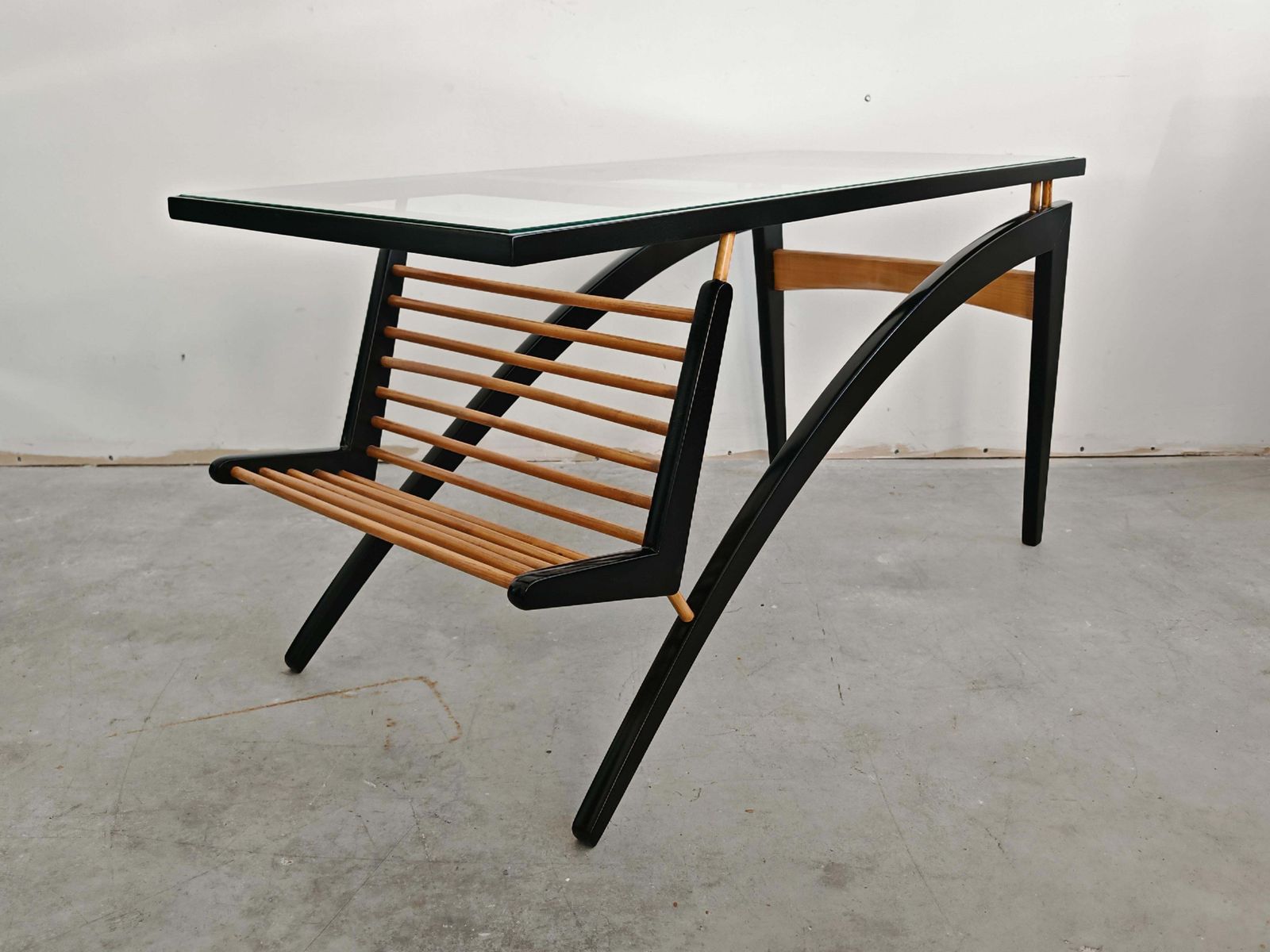Mid Century Modern Coffee Table "Gazelle" In Pear Wood, Yugoslavia 1960s photo furniture