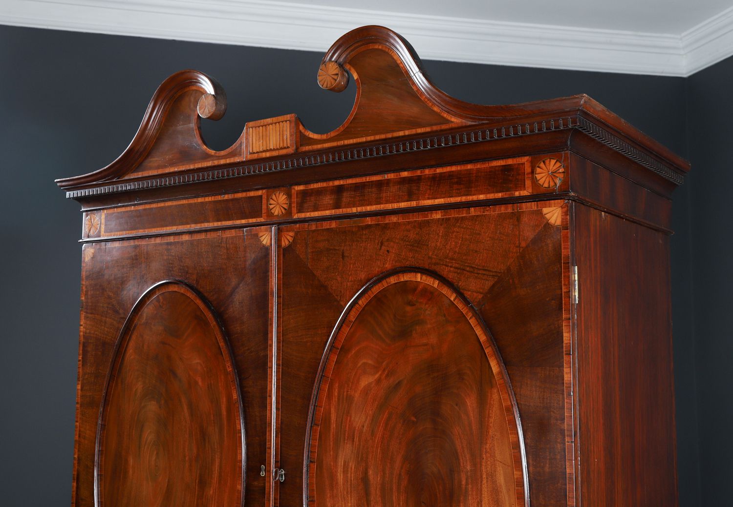 Furniture English Georgian Flame Mahogany Linen Press Chest Wardrobe Armoire (Circa 1780) photo