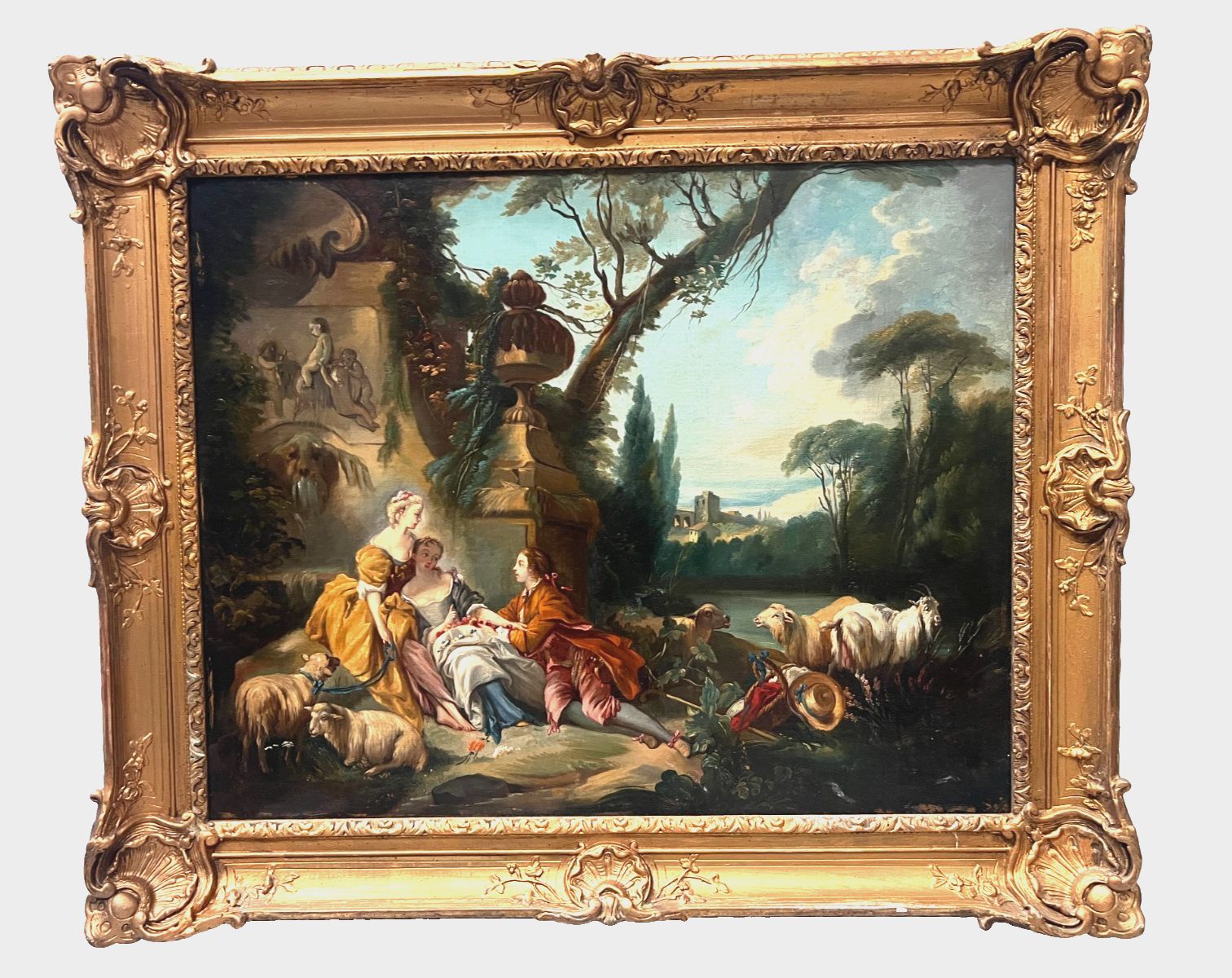 Oil On Canvas Epastoral Scene In A Landscape "20th Century