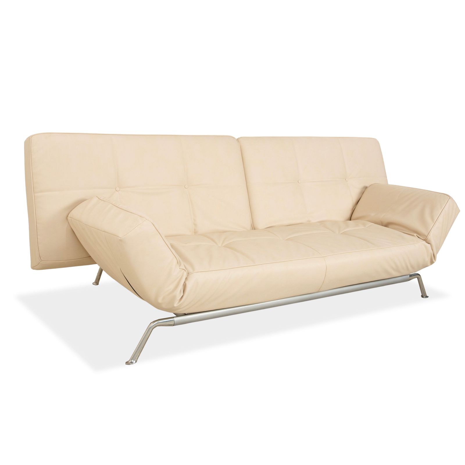 Canapé Ligne Roset Smala 3 places en simili cuir vegan crème beige, fonction manuelle, retapissage Gavin photo for sale