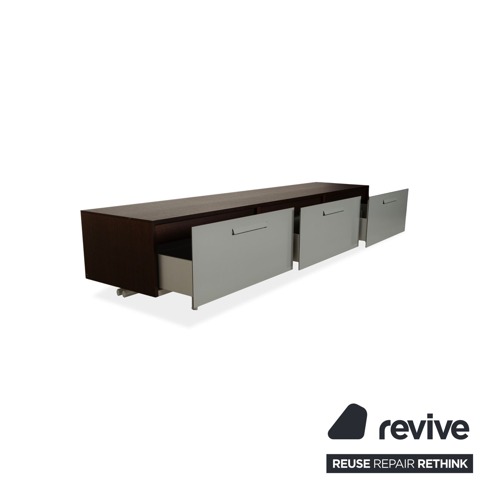 Buffet Ligne Roset en bois, gris-brun, lowboard photo Mobilier