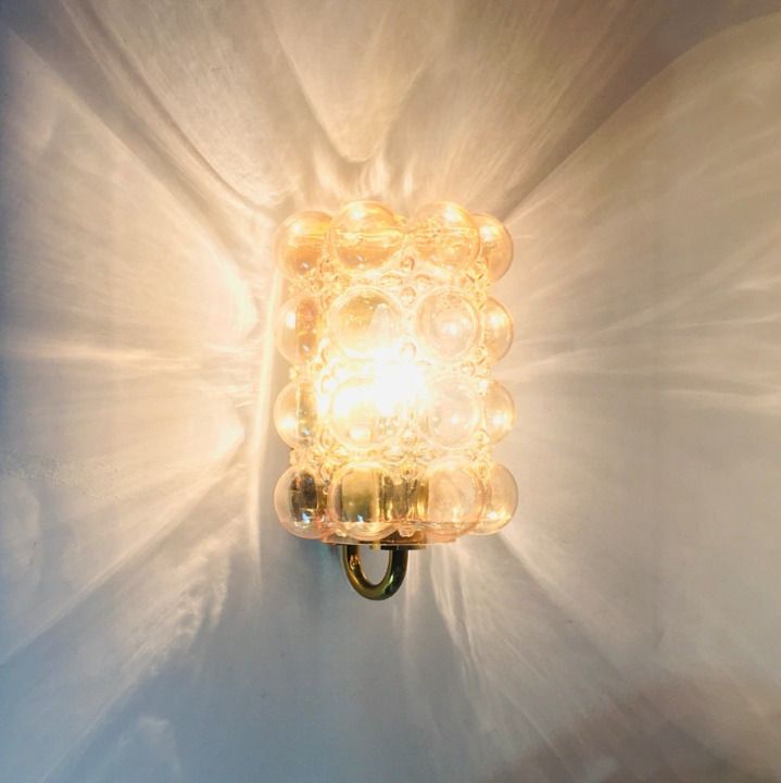 Paar Mid Century Modern Wandlampen Met Amberkleurig Bellenglaswerk Van Helena Tynell Voor Limburg, Duitsland, Jaren 1960 photo vinterior