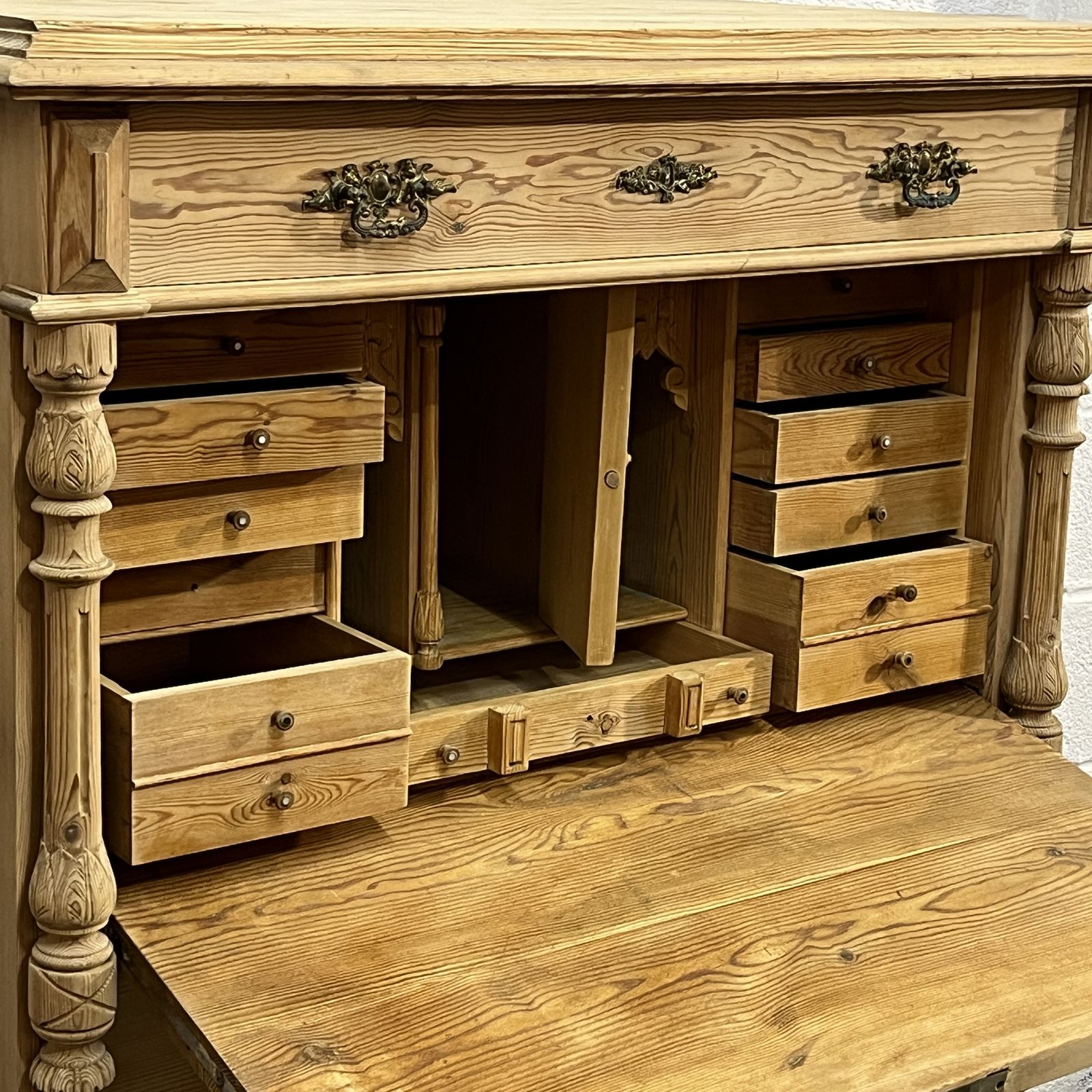 Antique Pine Secretaire Desk With Secret Drawers photo 1045.0
