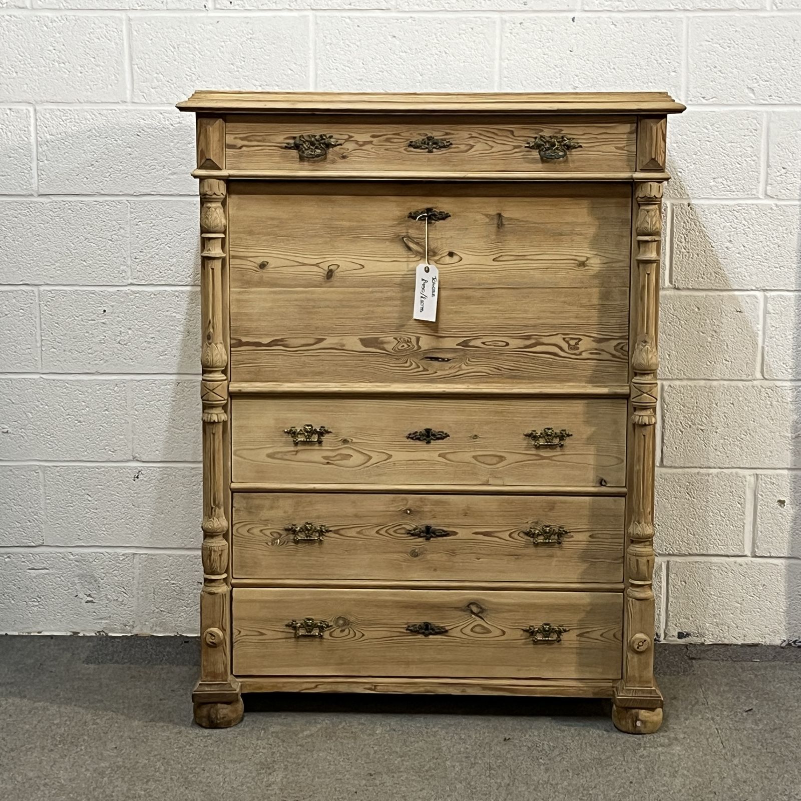 Antique Pine Secretaire Desk With Secret Drawers
