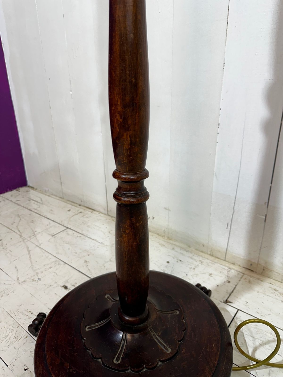 Mahogany Carved Victorian Stand Lamp With  Lampshade photo Lighting