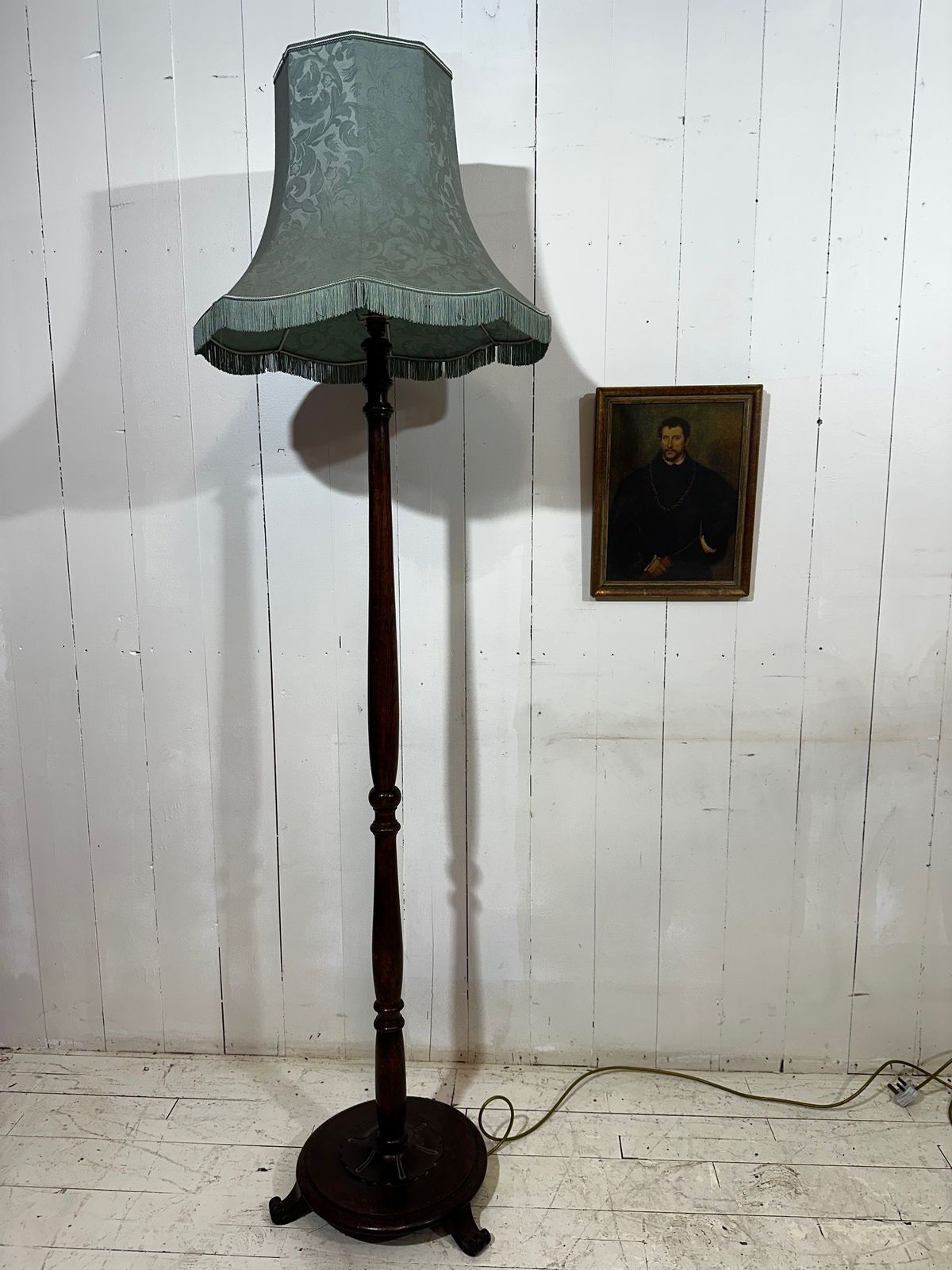 Mahogany Carved Victorian Stand Lamp With  Lampshade photo buy