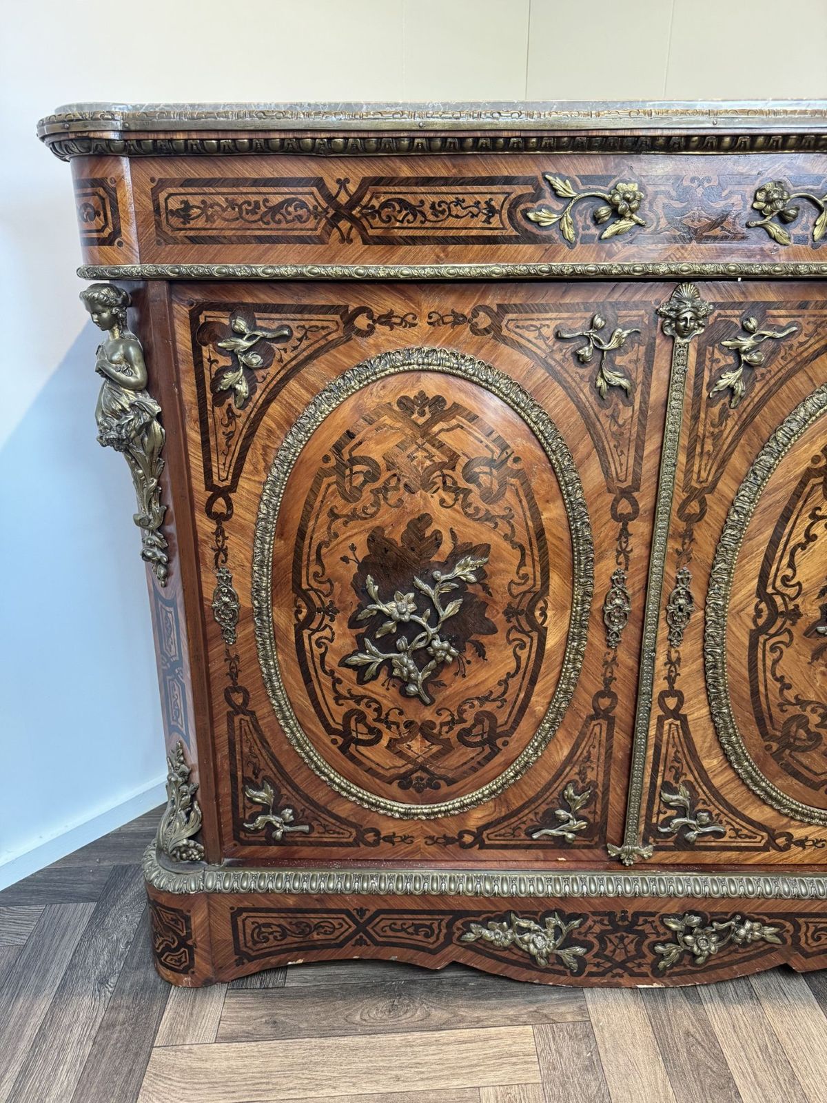 Exquisite Quality Antique 19th Century French Marquetry Inlaid Cabinet photo furniture