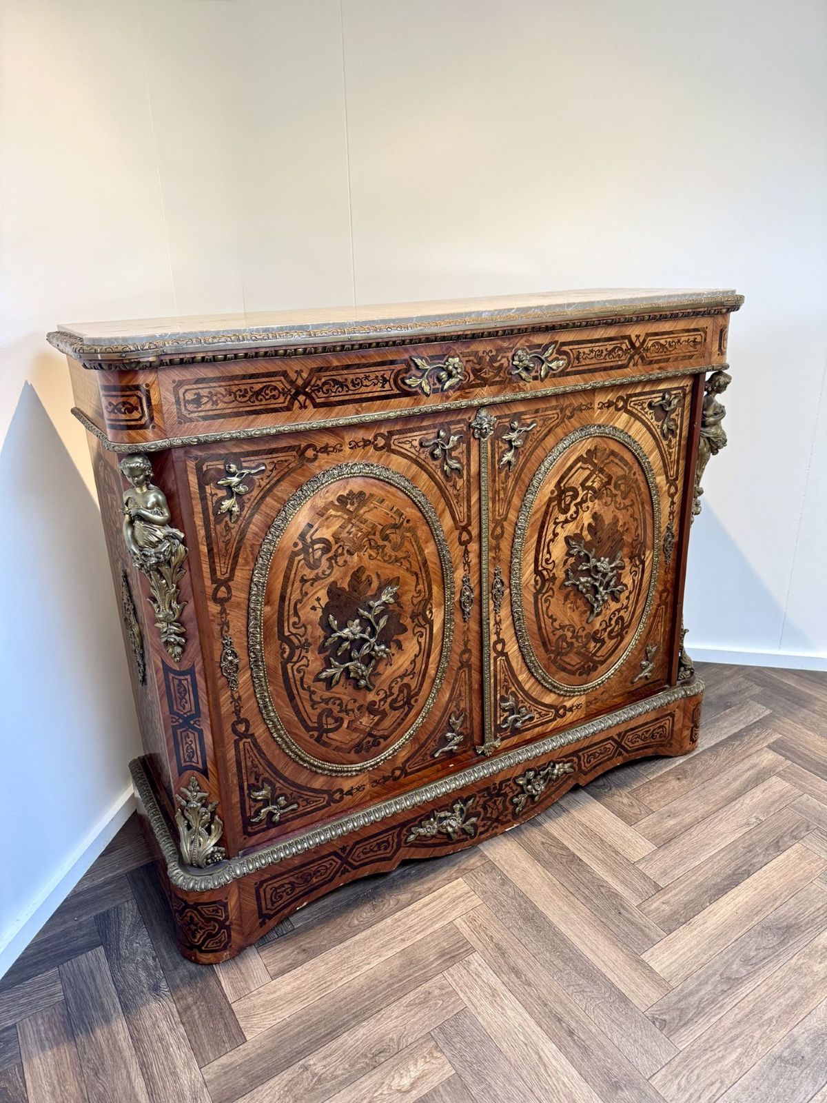 Exquisite Quality Antique 19th Century French Marquetry Inlaid Cabinet photo for sale