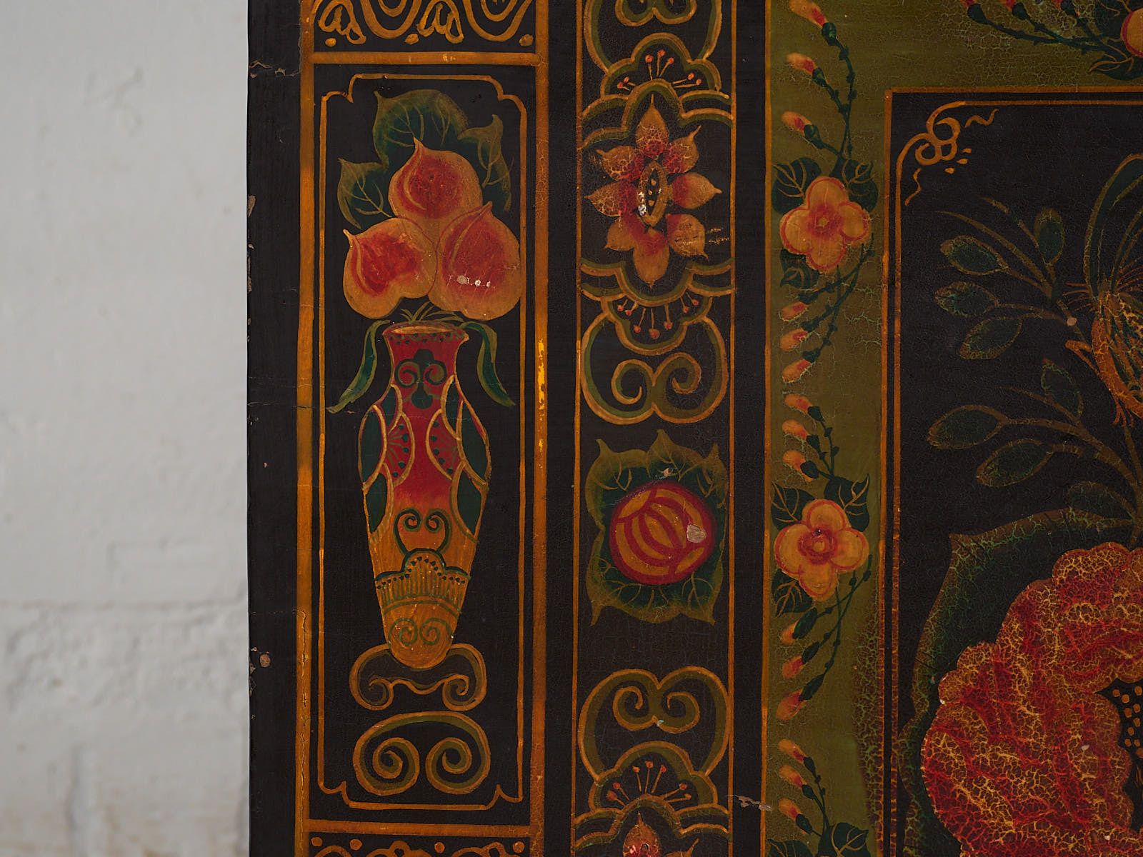 Antique Wooden Box With Illustrations Of Peonies (China, C.1900) #5 photo for sale