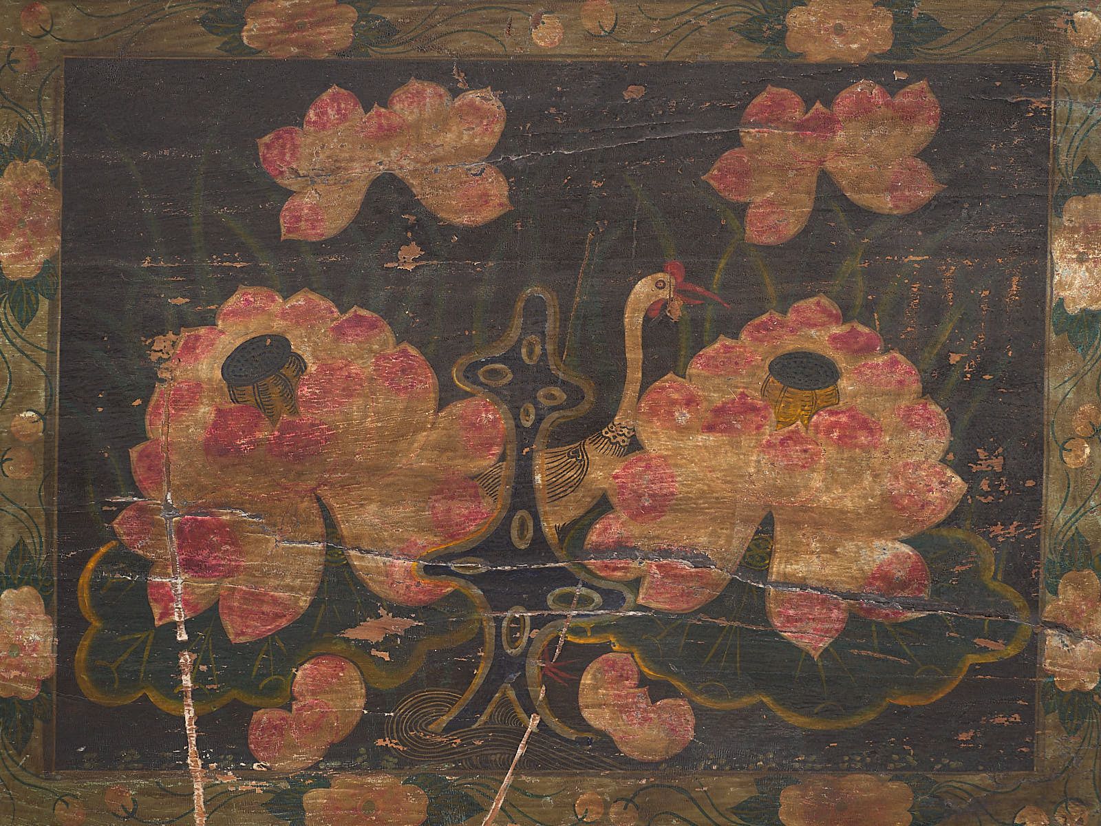 Antique Opera Chest With Lotus Flowers photo buy