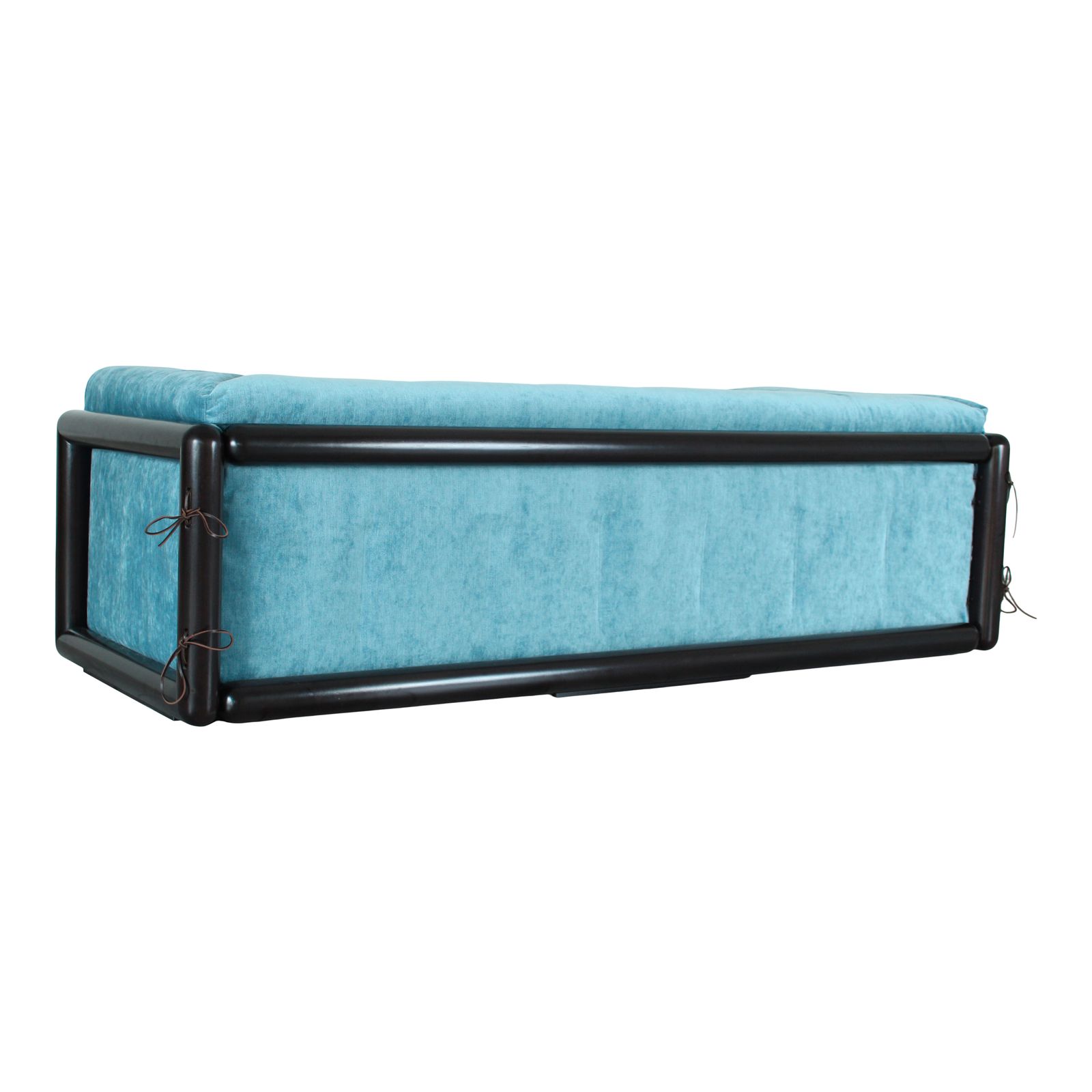 16400.0 Carlo Scarpa Cornaro Two Seater Sofa In Iroko Wood And Azure Velvet For Studio Simon, 1974 photo