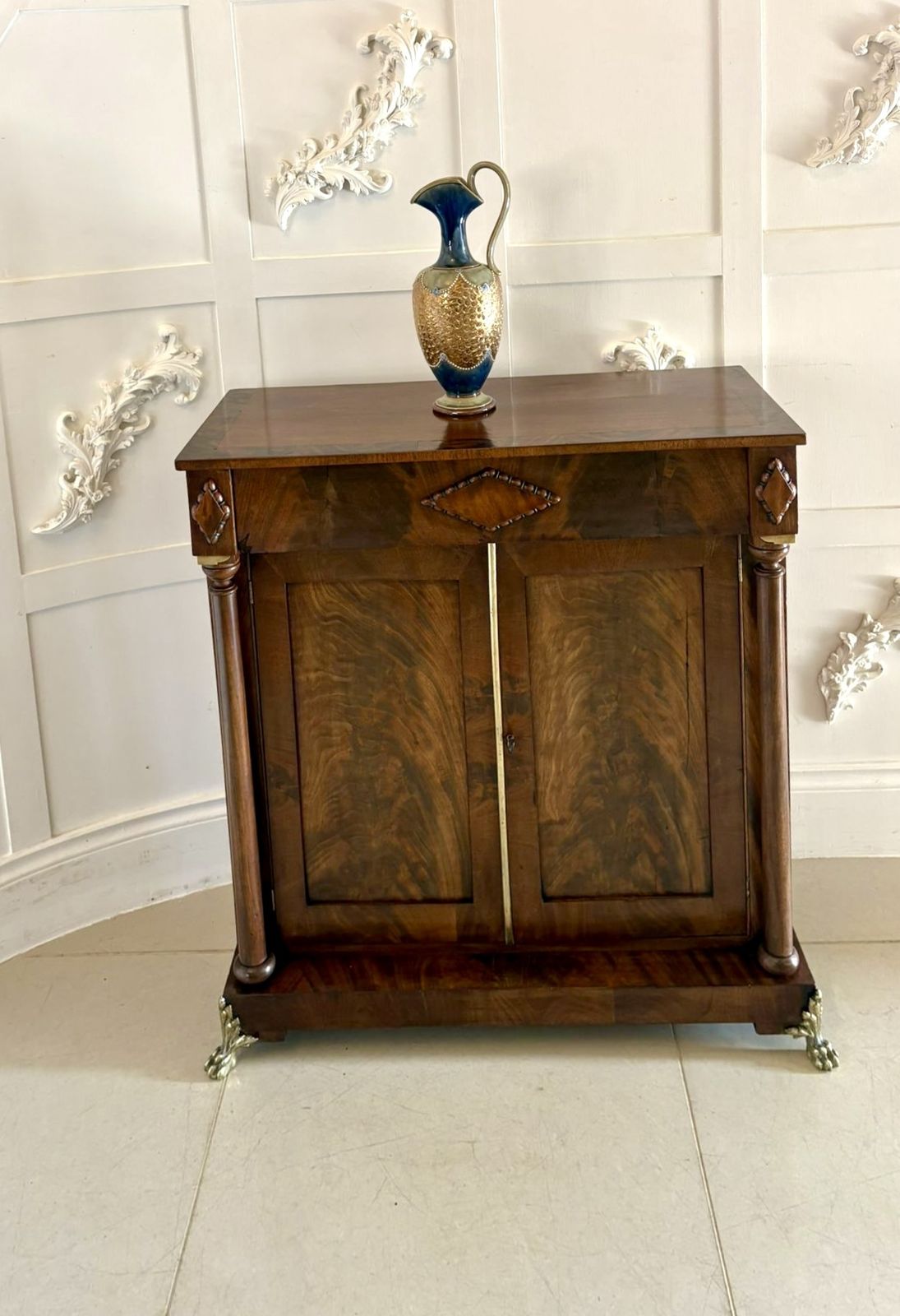 Fine Antique 19th Century Figured Mahogany Chiffonier Cabinet photo for sale