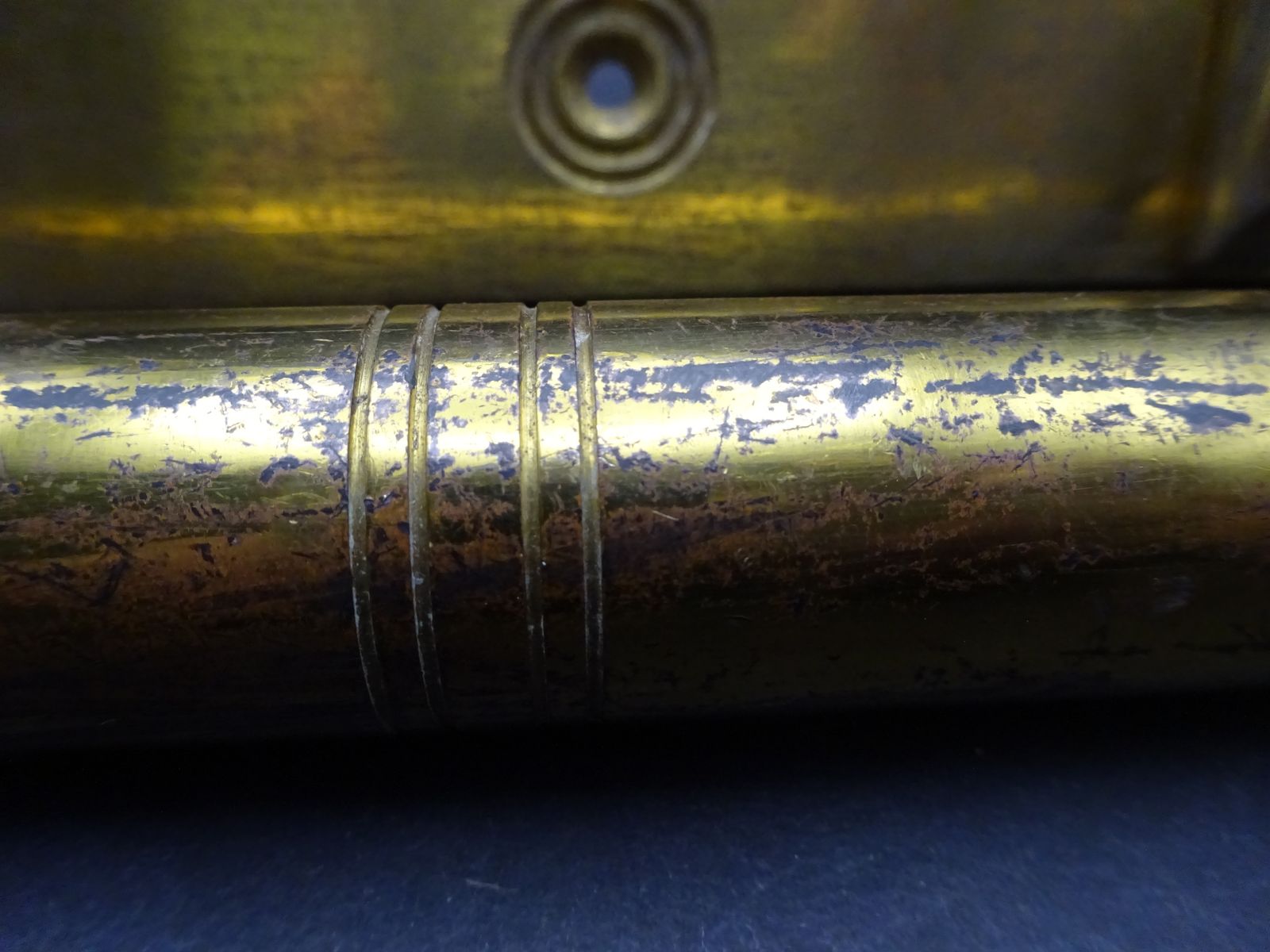photo vinterior Rare Original Victorian Brass Tube Door Pull With Thumb Bit For Latch, James Cartland & Sons 1880s