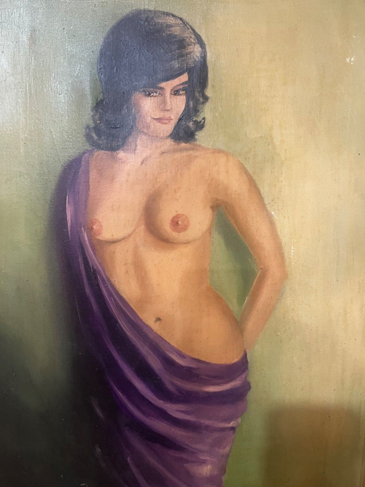 Female Nude Oil On Canvas Painting 1967 Signed & Framed photo for sale