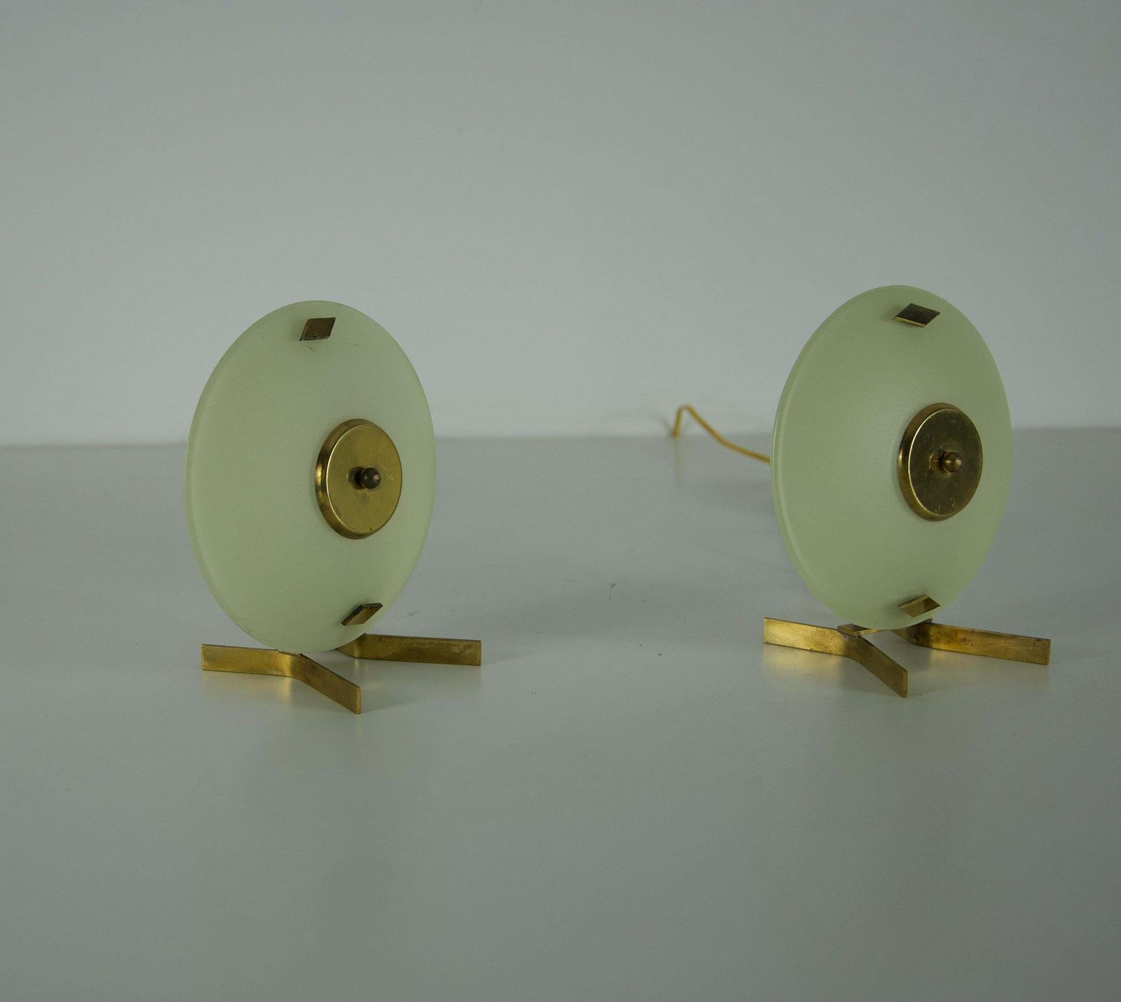Pair Of Brass And Glass Table Lamps, Italy, 1950s photo furniture