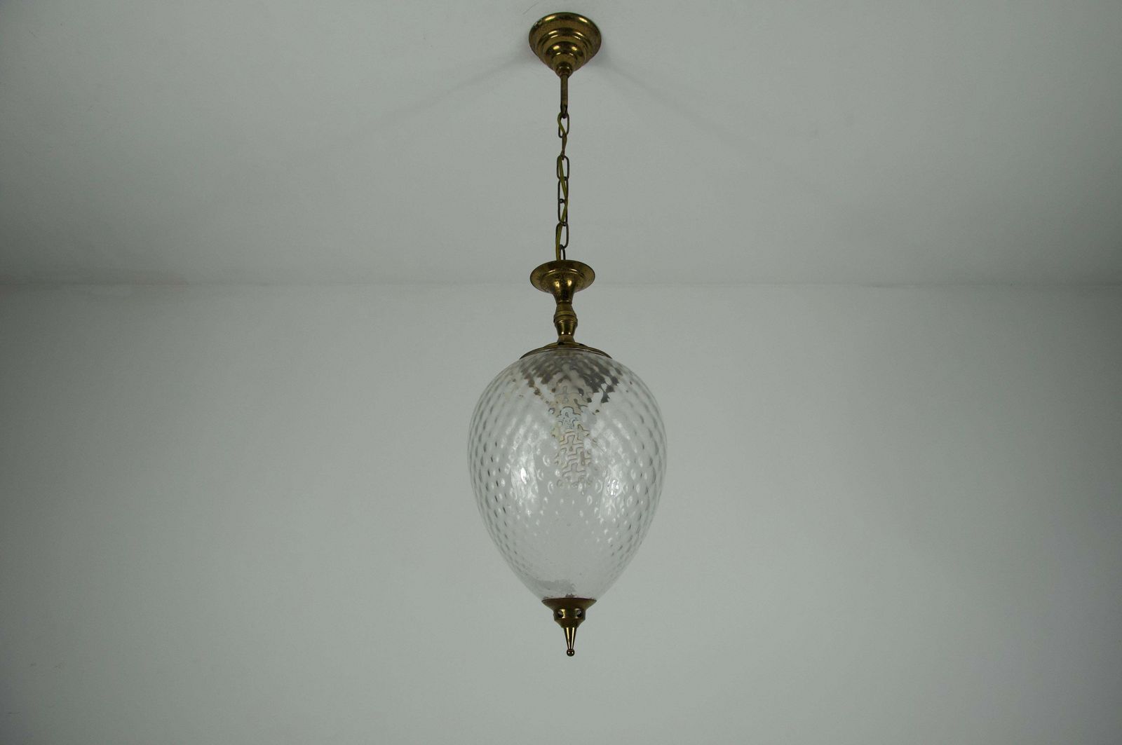 Brass And Glass Mid Century Pendant Lamp, 1960s, Italy photo for sale