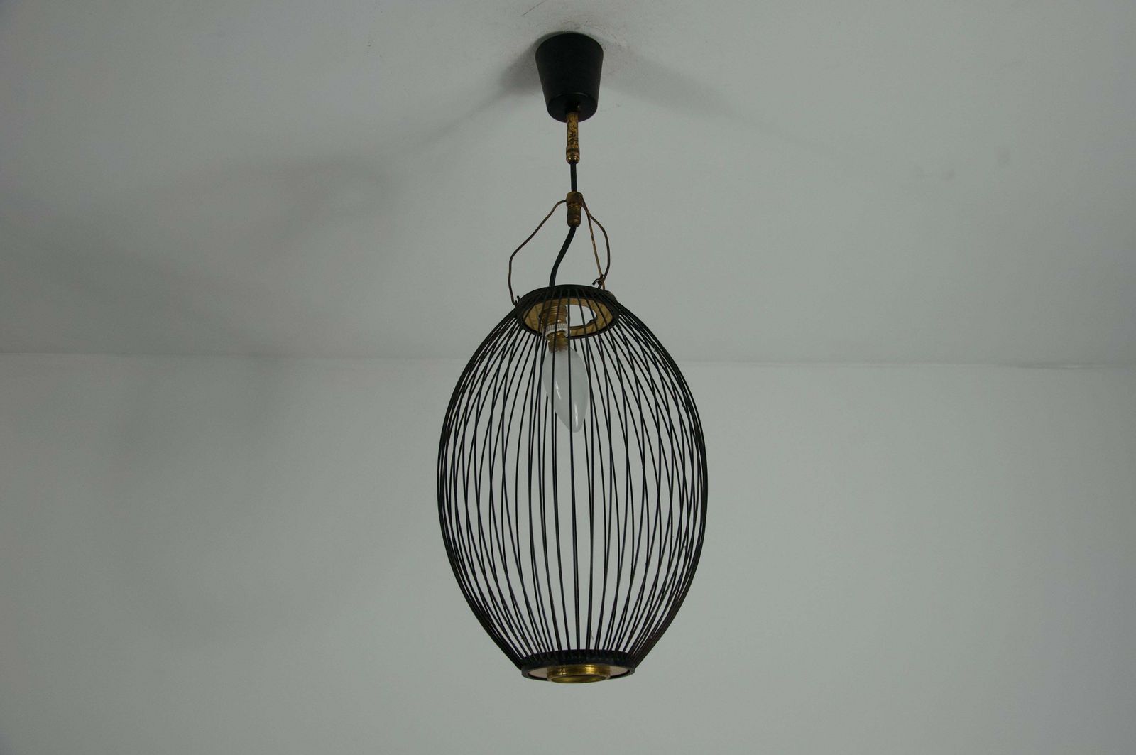 1 Of 2 Mid Century Brass And Metal Pendant Lamps, Italy, 1960s photo buy