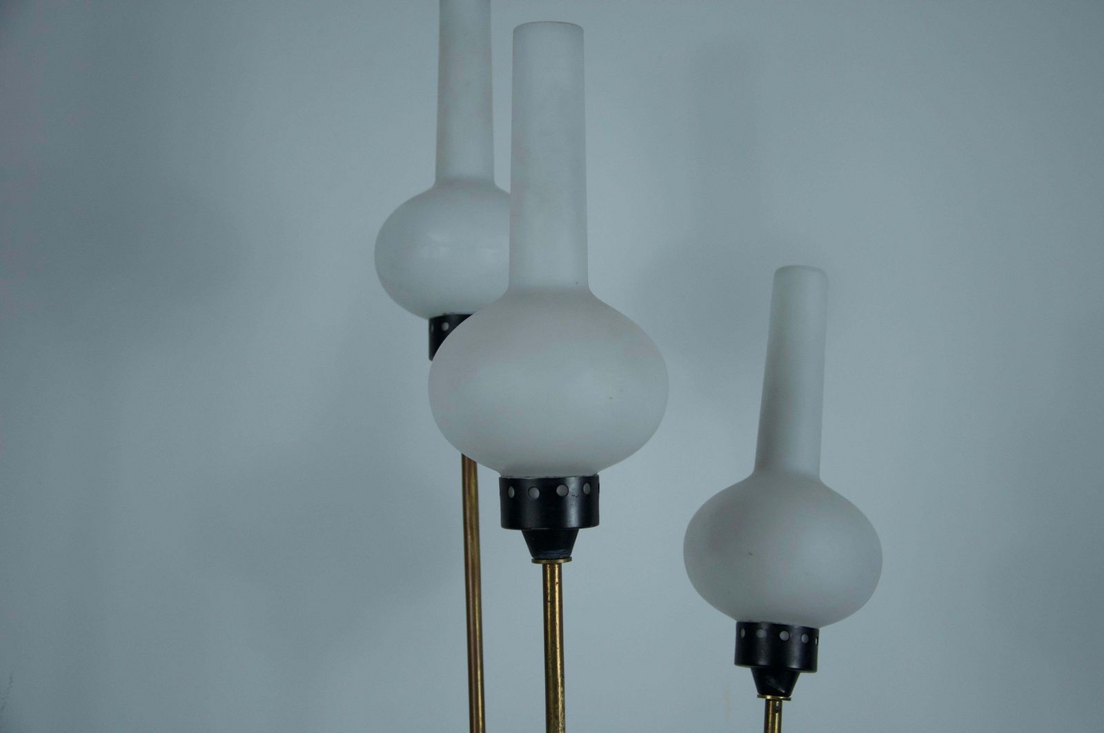 Lighting Brass And Opaline Glass Floor Lamp By Stilnovo, Italy, 1960s photo