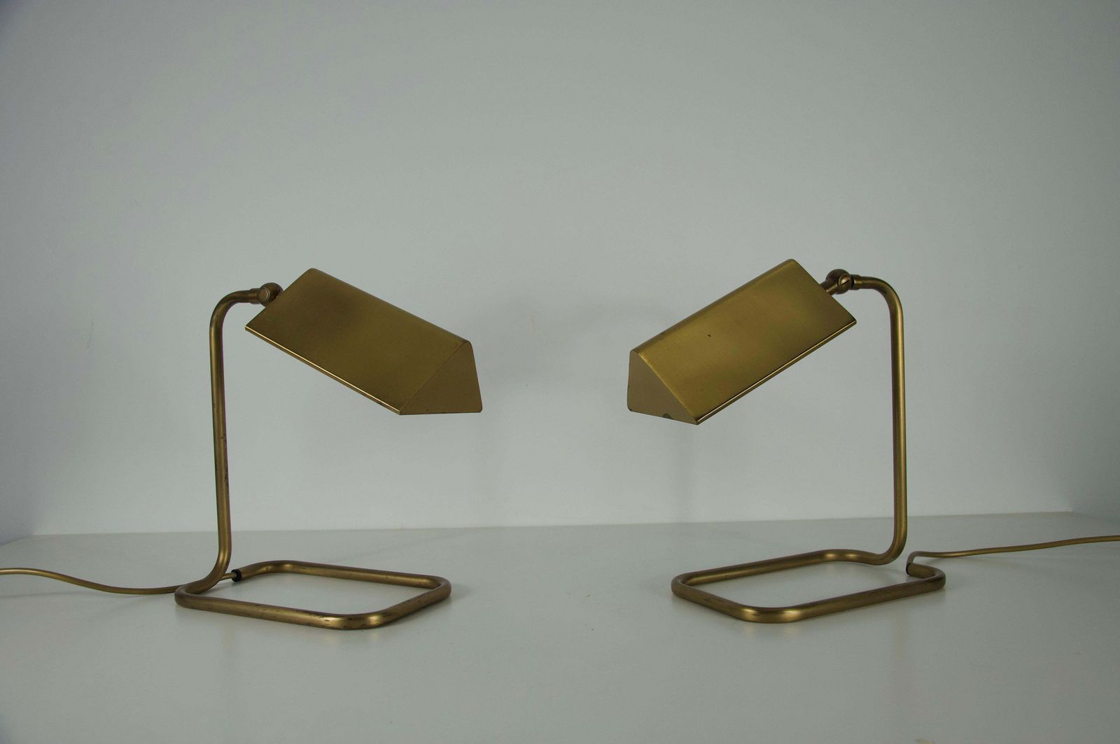 Pair Of Brass Table Lamps By Florian Schulz, 1970s Germany photo vinterior
