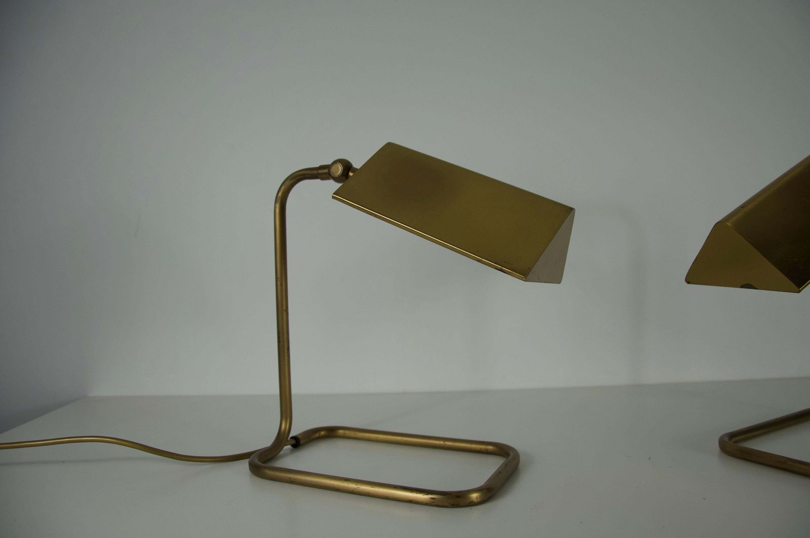 Pair Of Brass Table Lamps By Florian Schulz, 1970s Germany photo buy