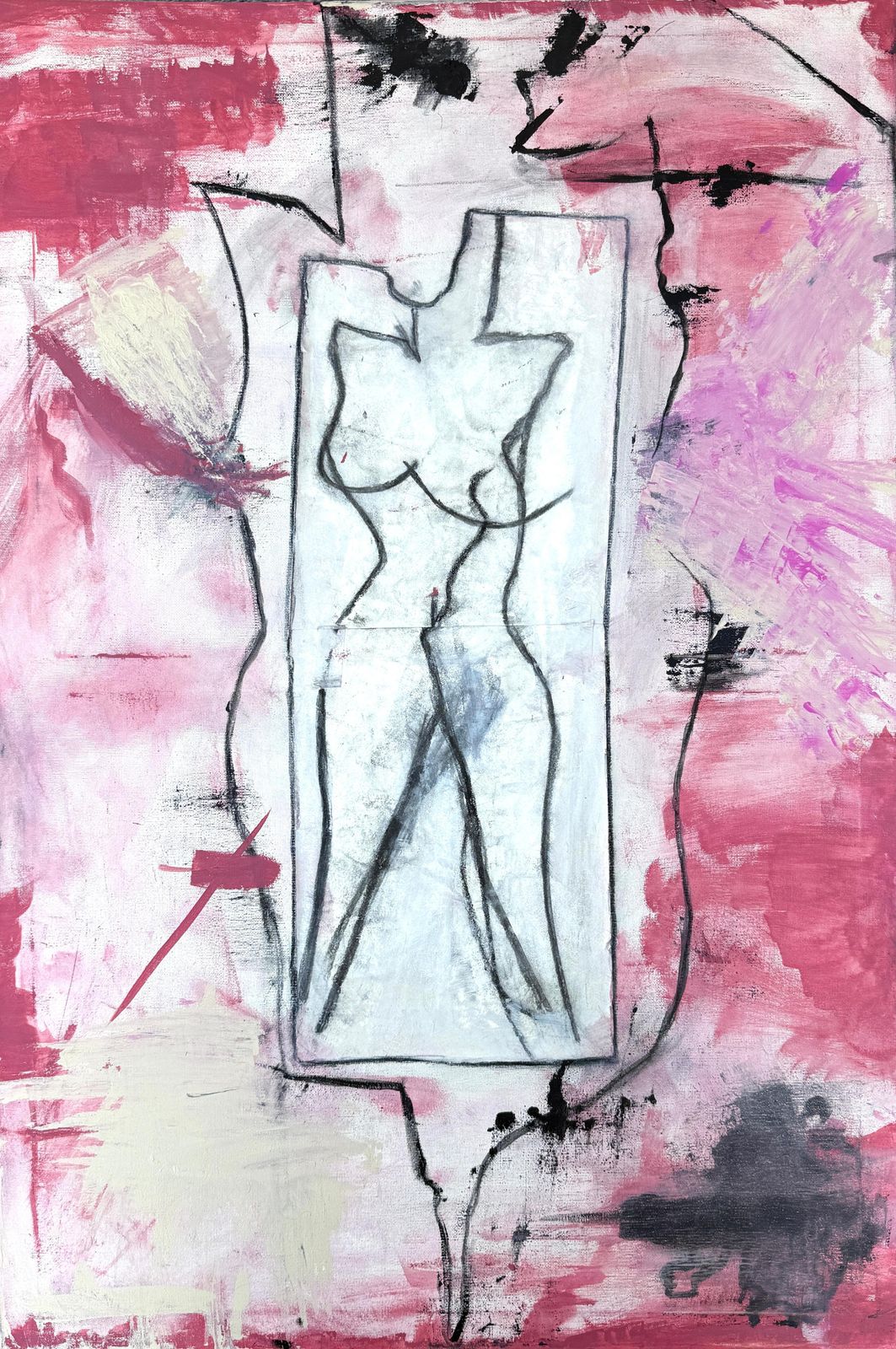 Nerea Caos Socialism Leaves Us Naked Acrylic Paint And Collage On Canvas 2025
