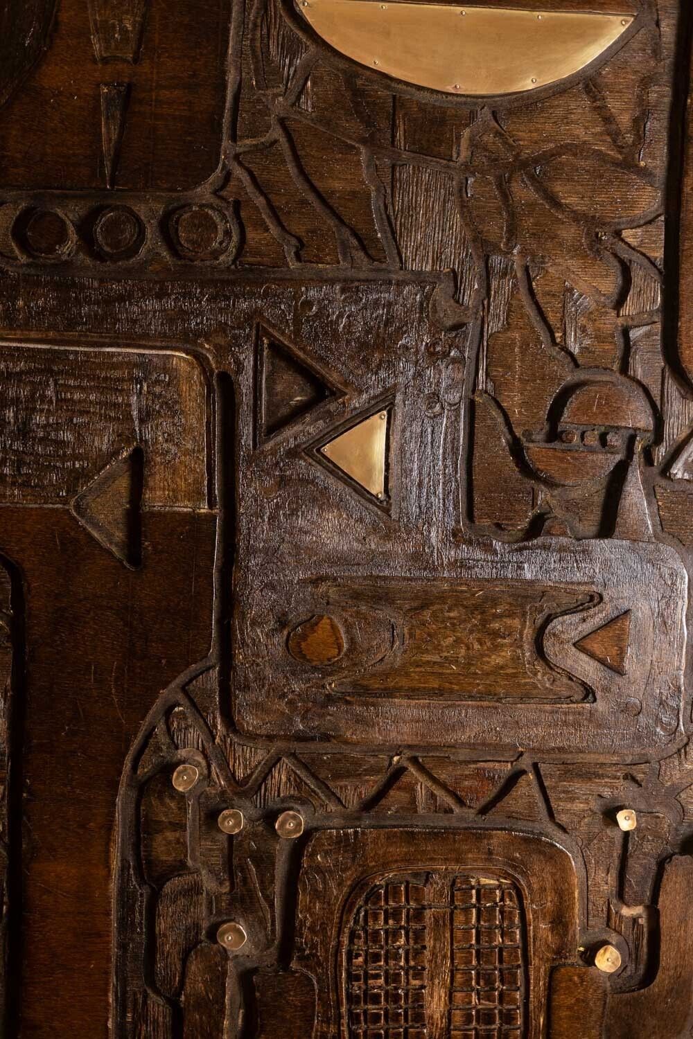 V. De Segonzac. Triptych In Carved Wood. Contemporary. photo 7900.0