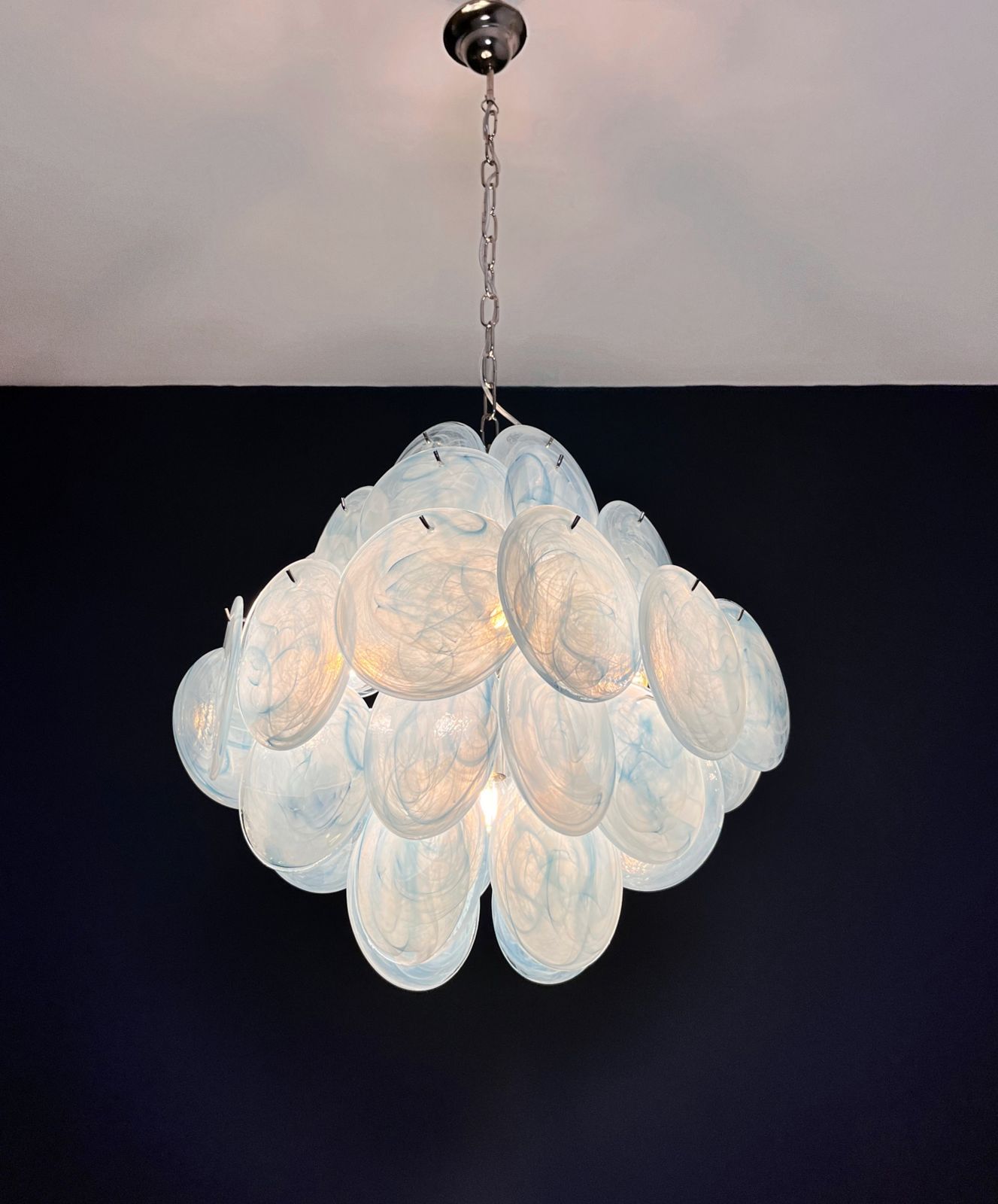 Lighting Vintage Italian Murano Chandelier   36 Blue Disks photo