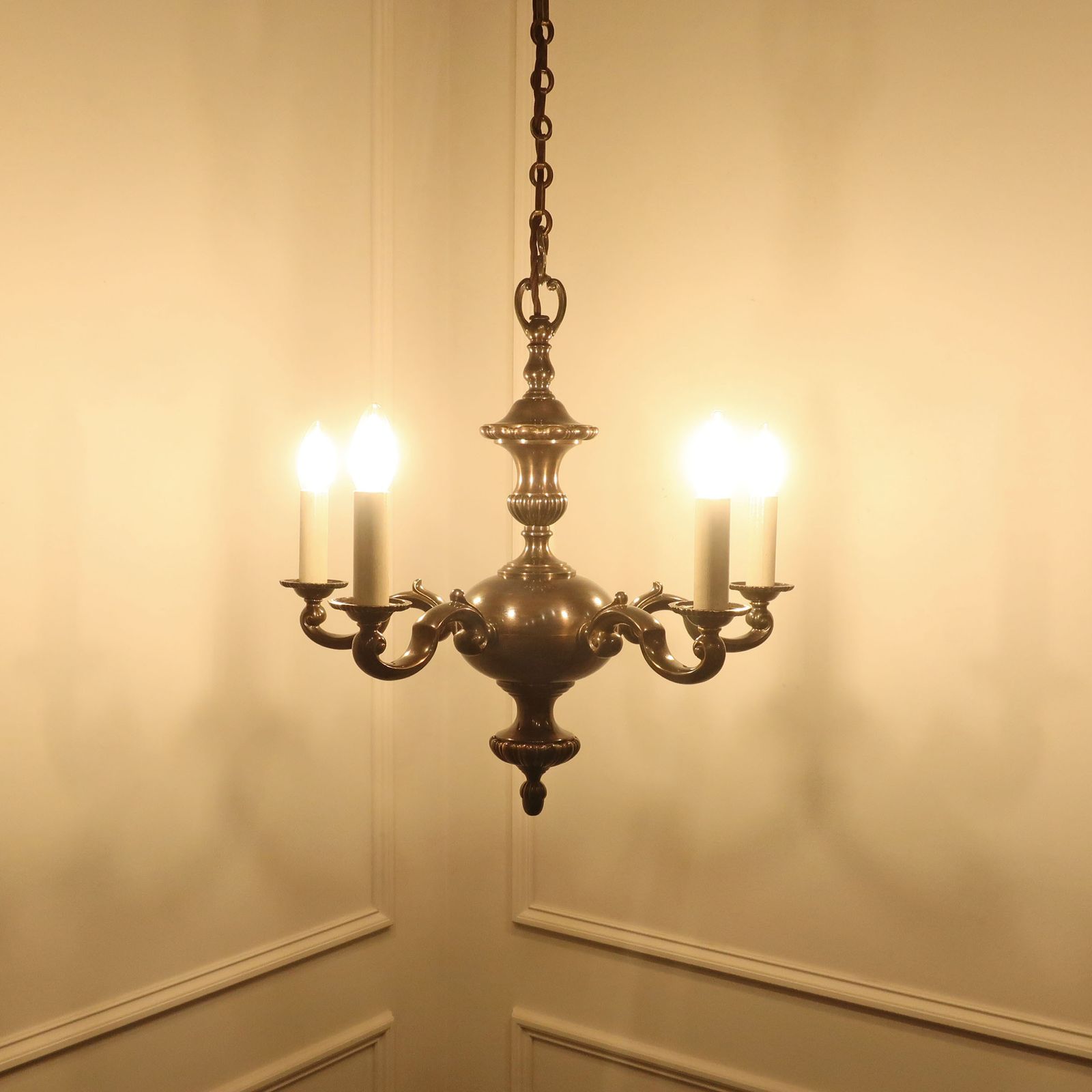 Edwardian Bronzed Chandelier Attributed To G.E.C photo furniture