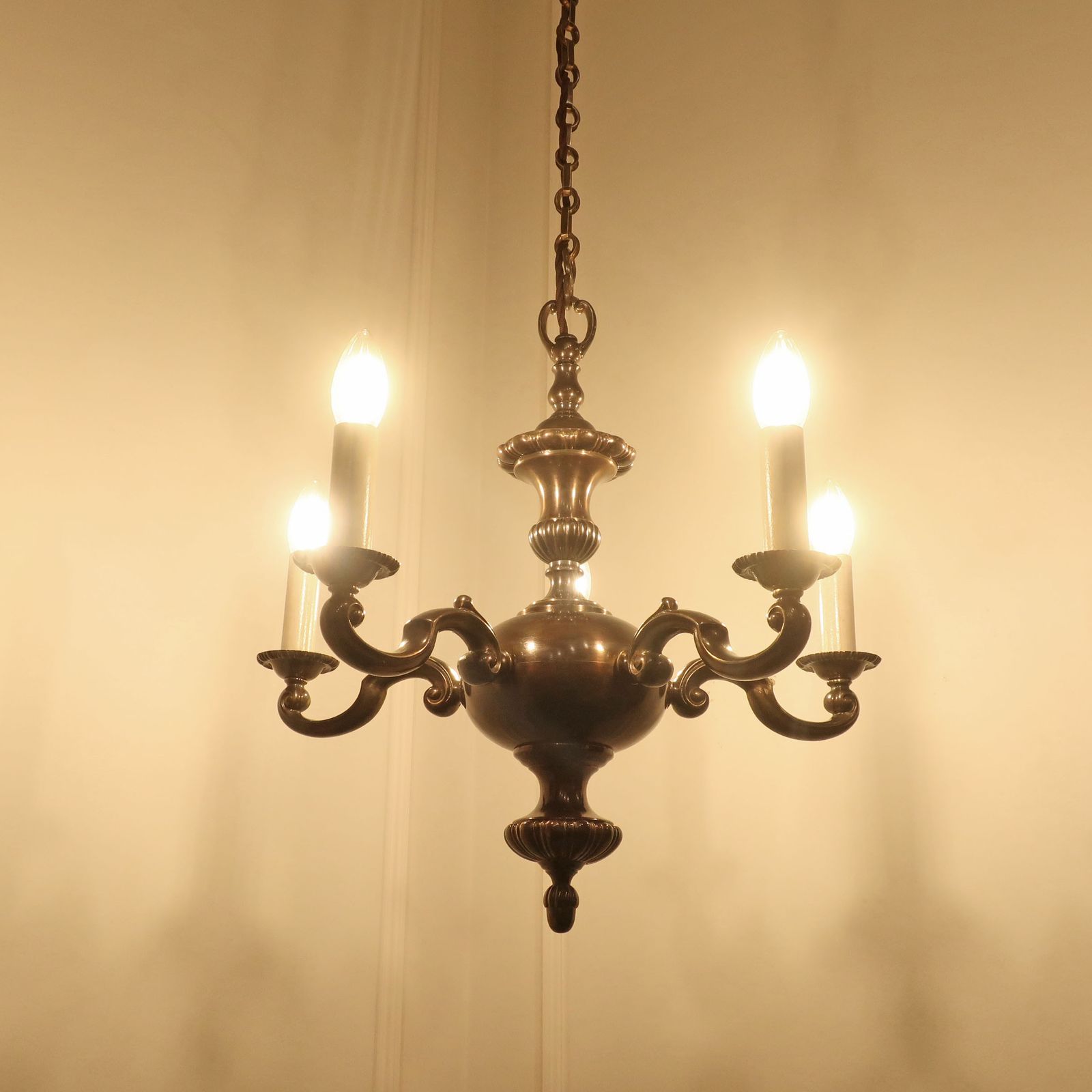 Edwardian Bronzed Chandelier Attributed To G.E.C photo 1950.0