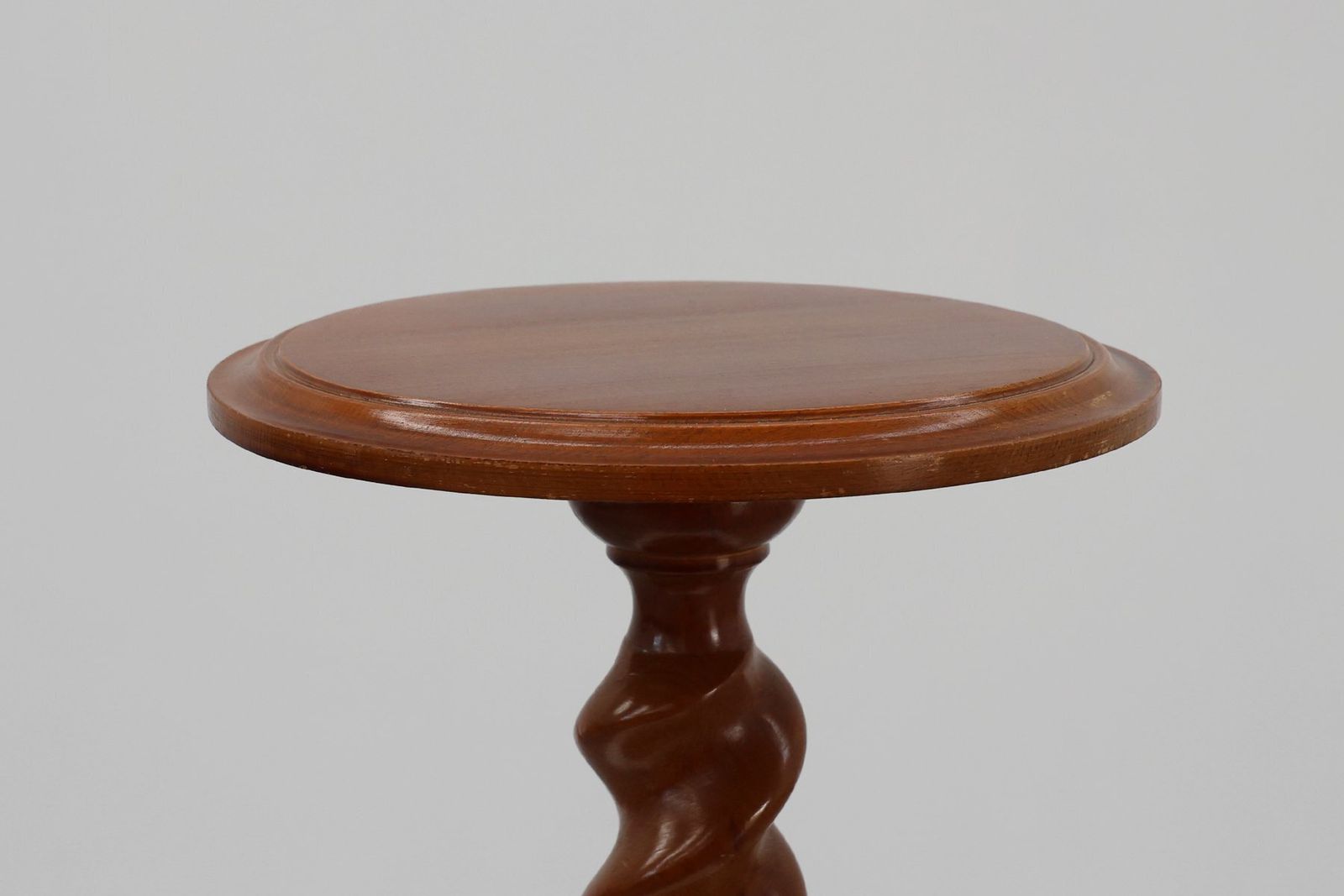French Art Deco Oak Side Table With Twisted Base, 1940s photo for sale