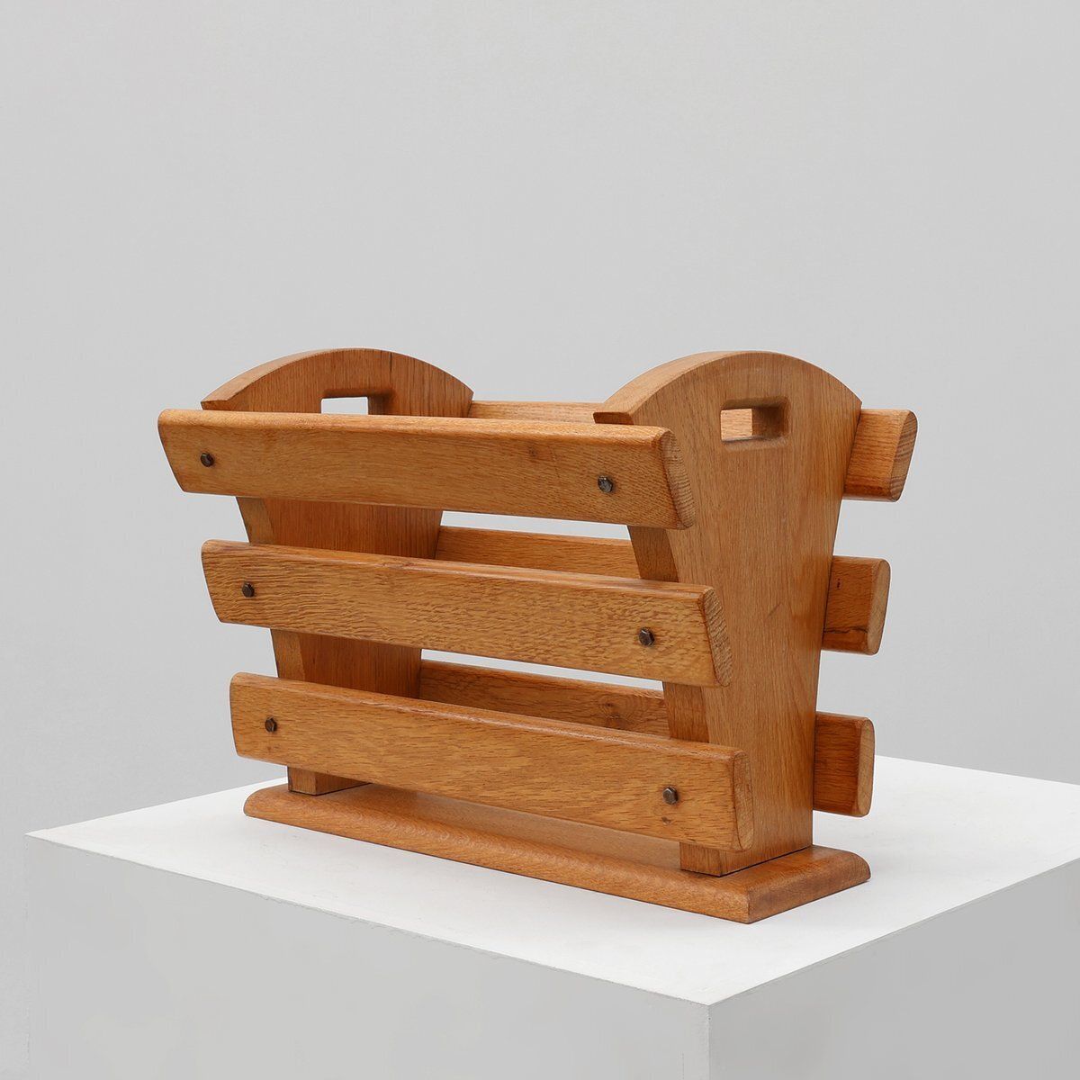 Mid Century Oak Magazine Rack, France, 1960s