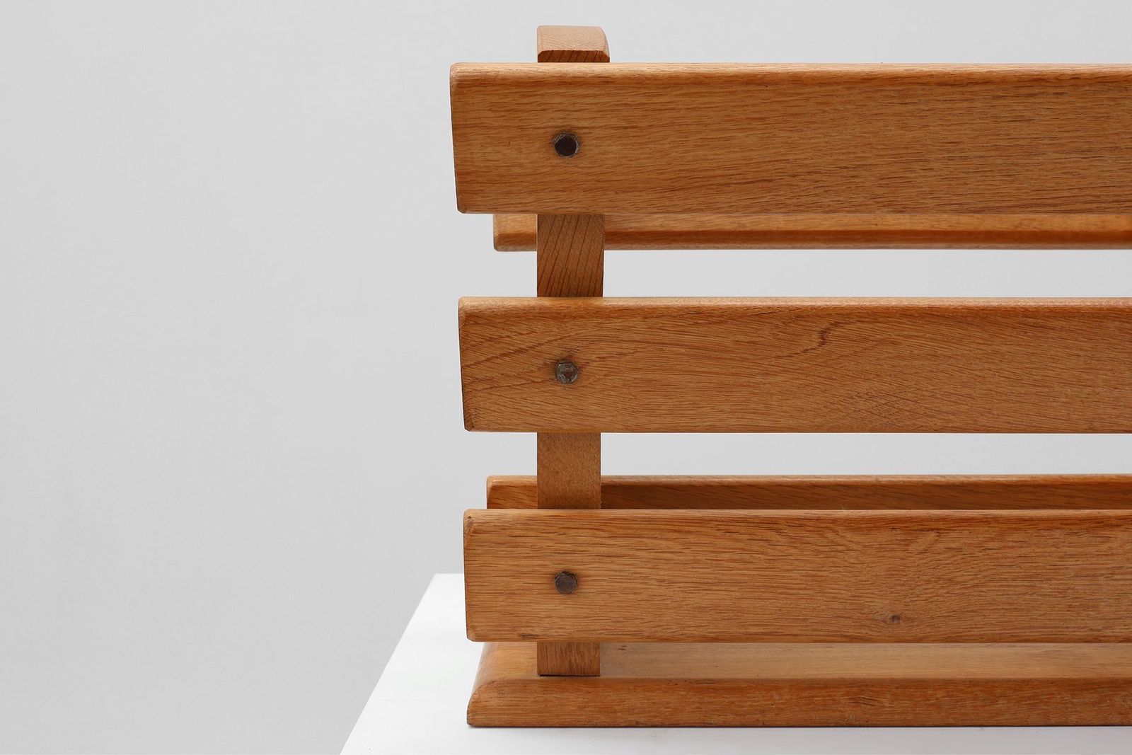 Mid Century Oak Magazine Rack, France, 1960s photo vintage