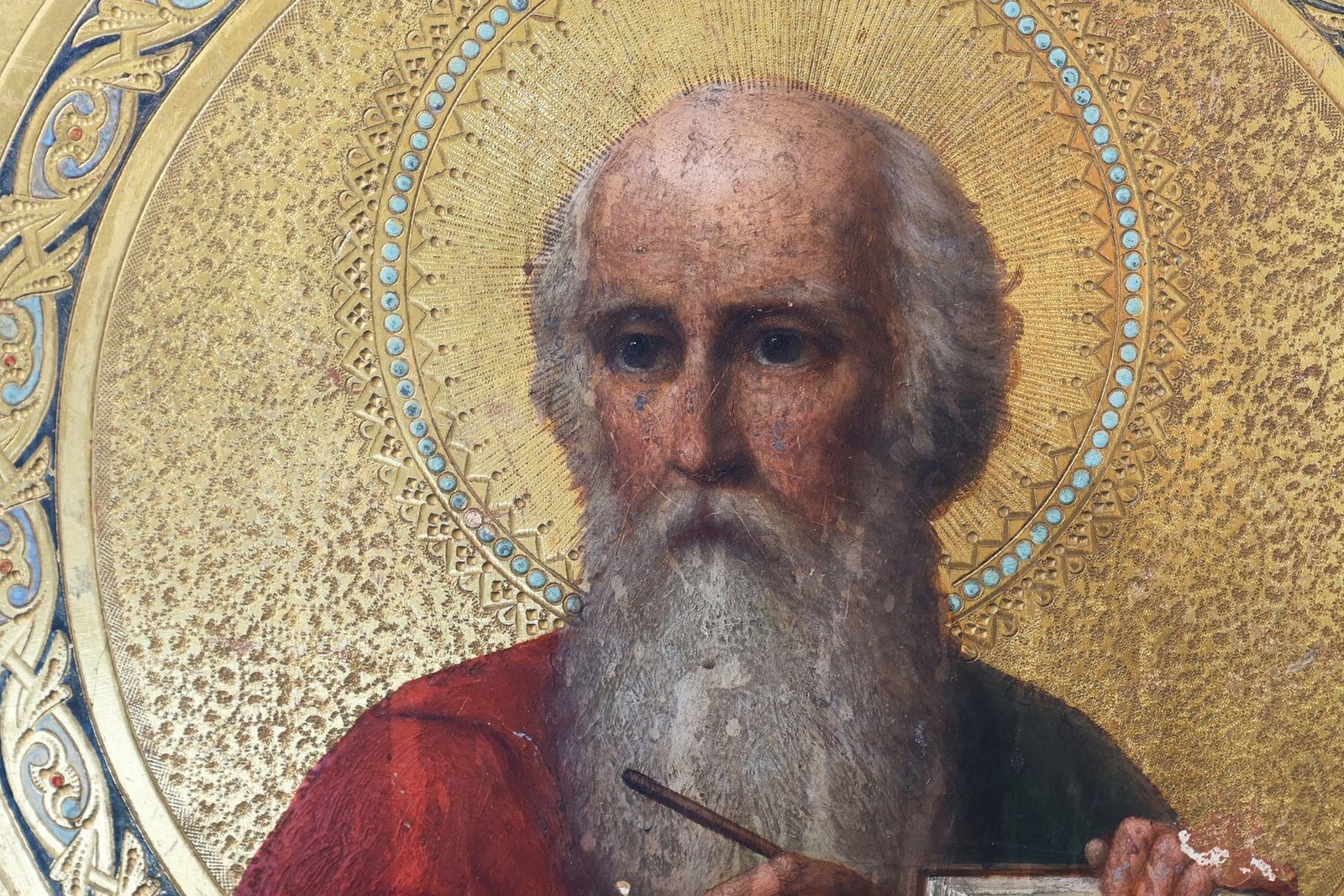 Round Icon Of The Holy Apostle John The Theologian, 19th Century, Tempera & Gold Leaf On Wood photo 2645.0