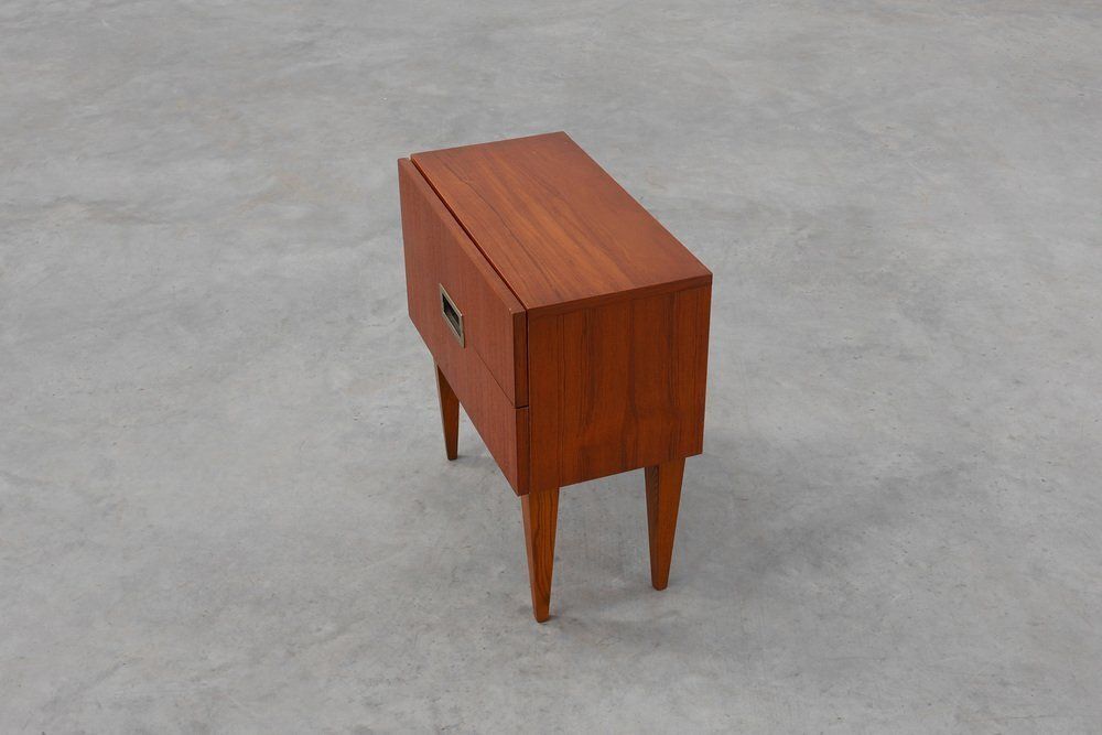 photo for sale Vintage Belgian Teak Veneer Nightstand, 1950s