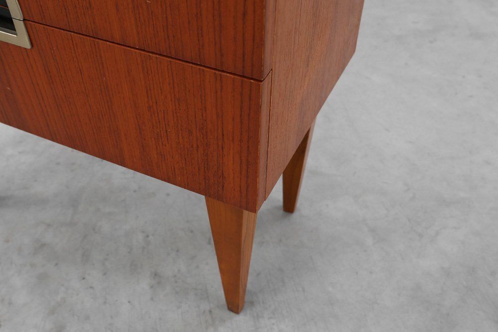 Furniture Vintage Belgian Teak Veneer Nightstand, 1950s photo