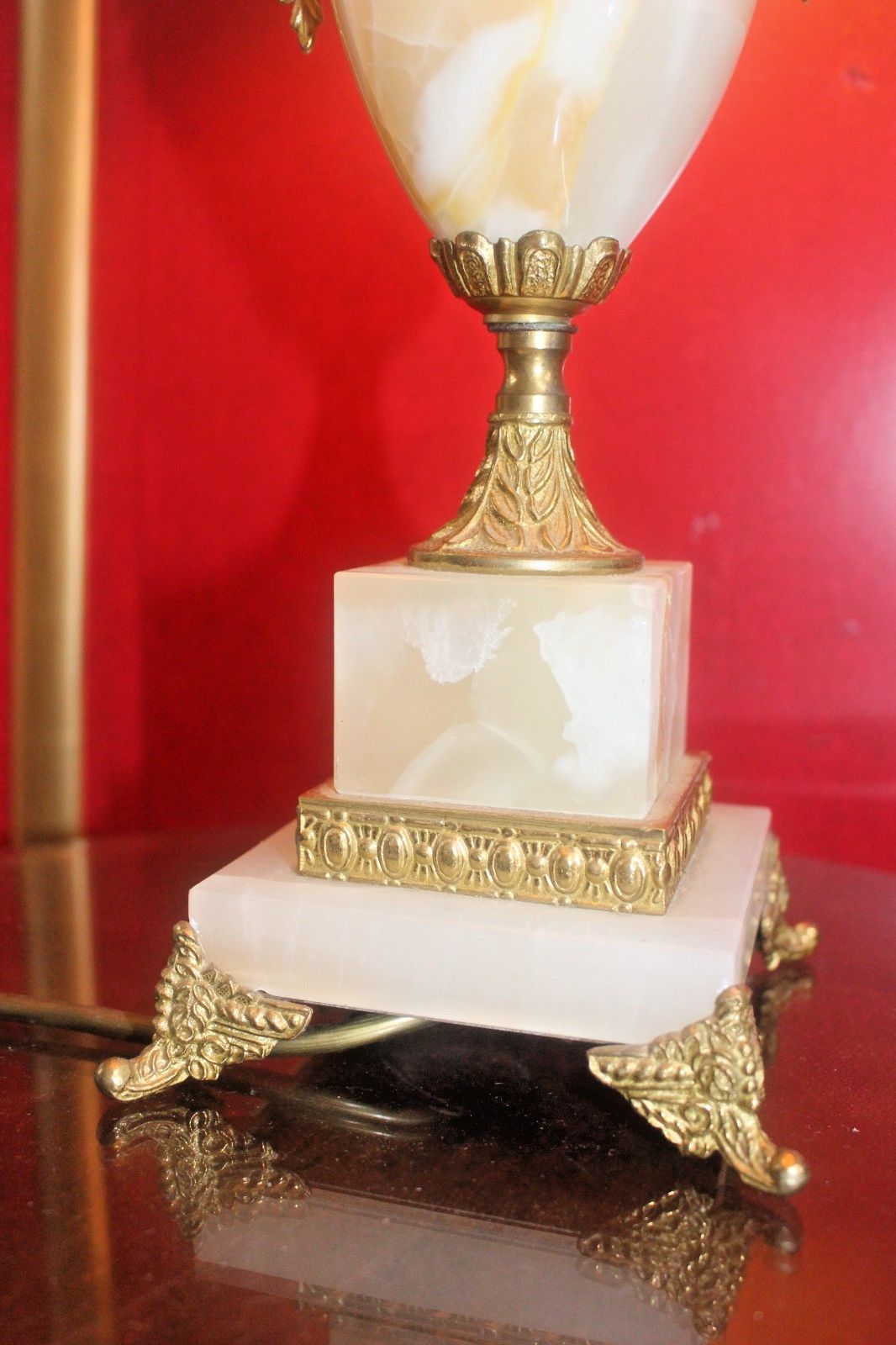 Vintage Bronze And Marble Urn Side Table Lamp With Shade Large Size 25x25x57 photo furniture