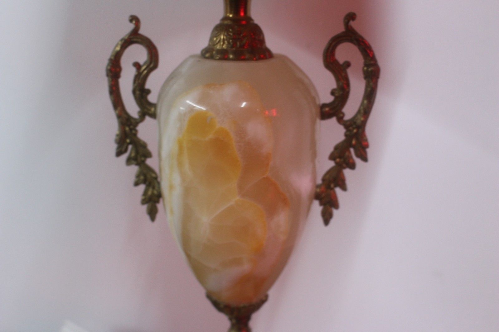 Vintage Bronze And Marble Urn Side Table Lamp With Shade Large Size 25x25x57 photo vintage