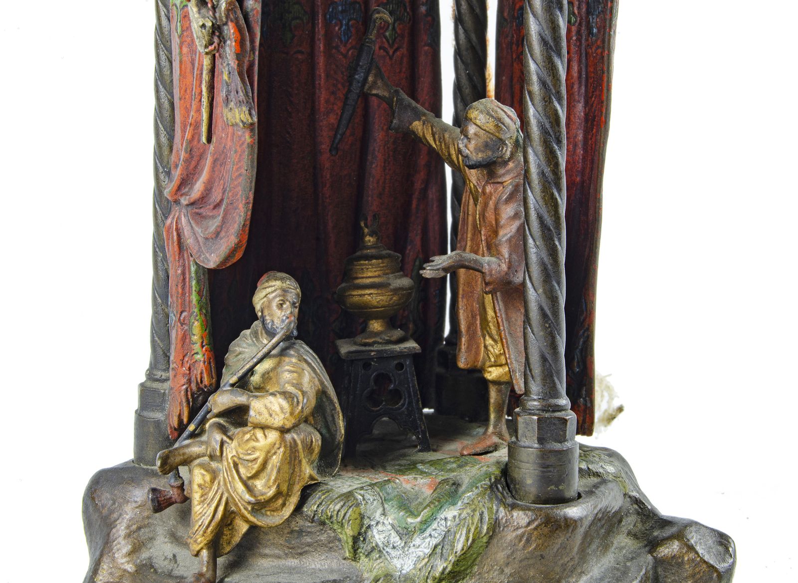 photo for sale 1910s Jugendstil Cold Painted Orientalist Bronze Sculptural Table Lamp By Franz Bergmann/Nam Greb, Austria