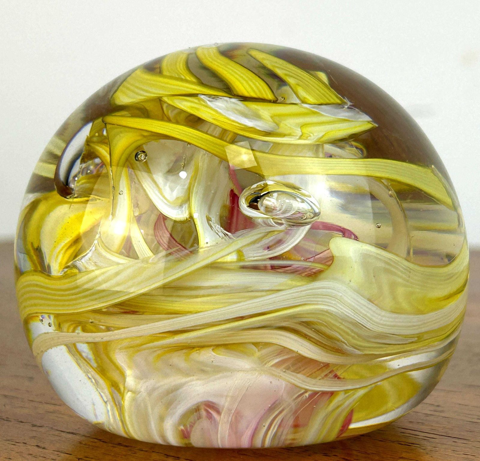 Beautiful Whitefriars Glass Paperweight Swirling Ribbons Bubbles Ray Annenberg photo for sale