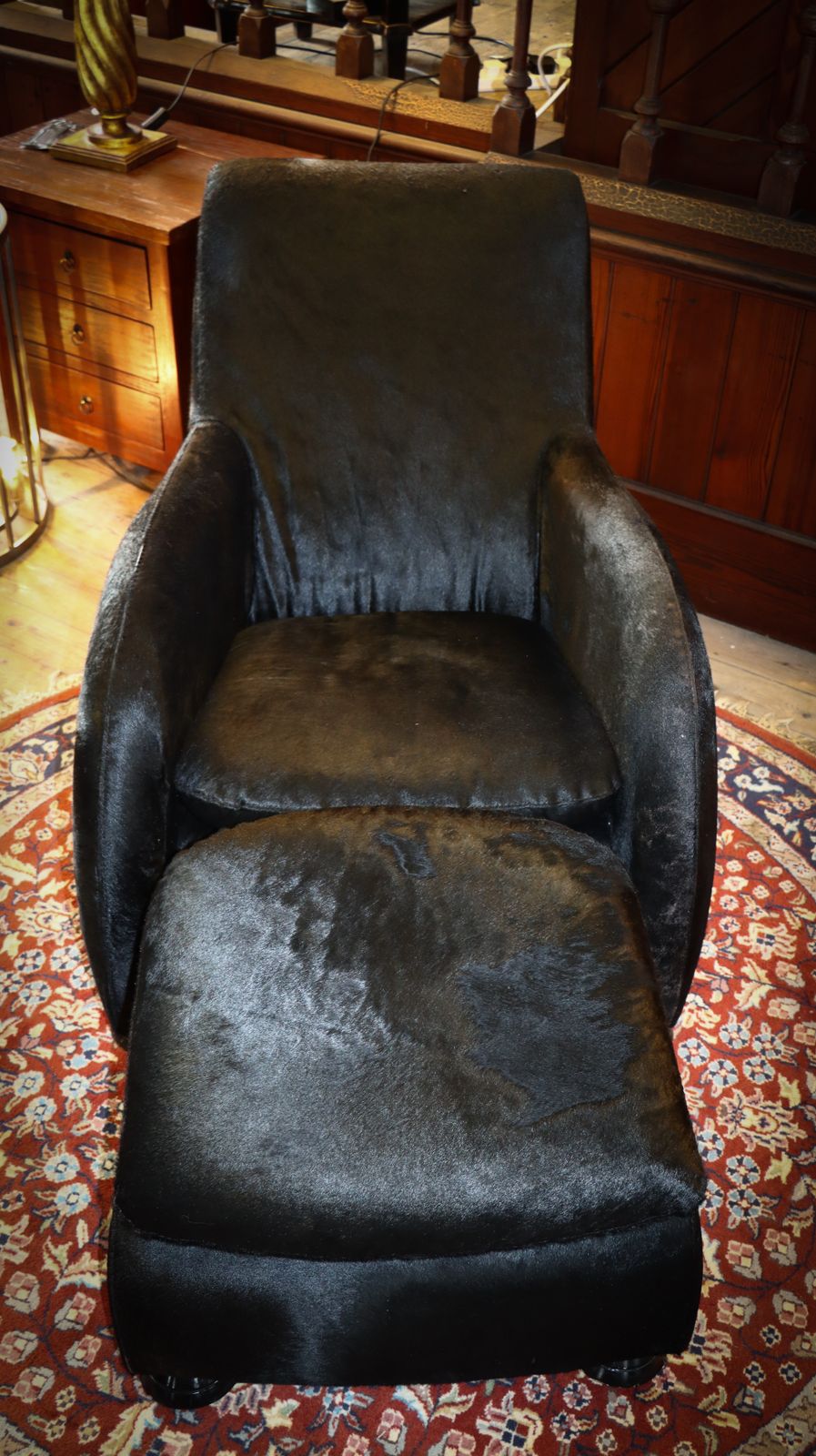 Stone International Sole Montis Pony Black Hide Armchair Footstool Rrp£4800 photo furniture