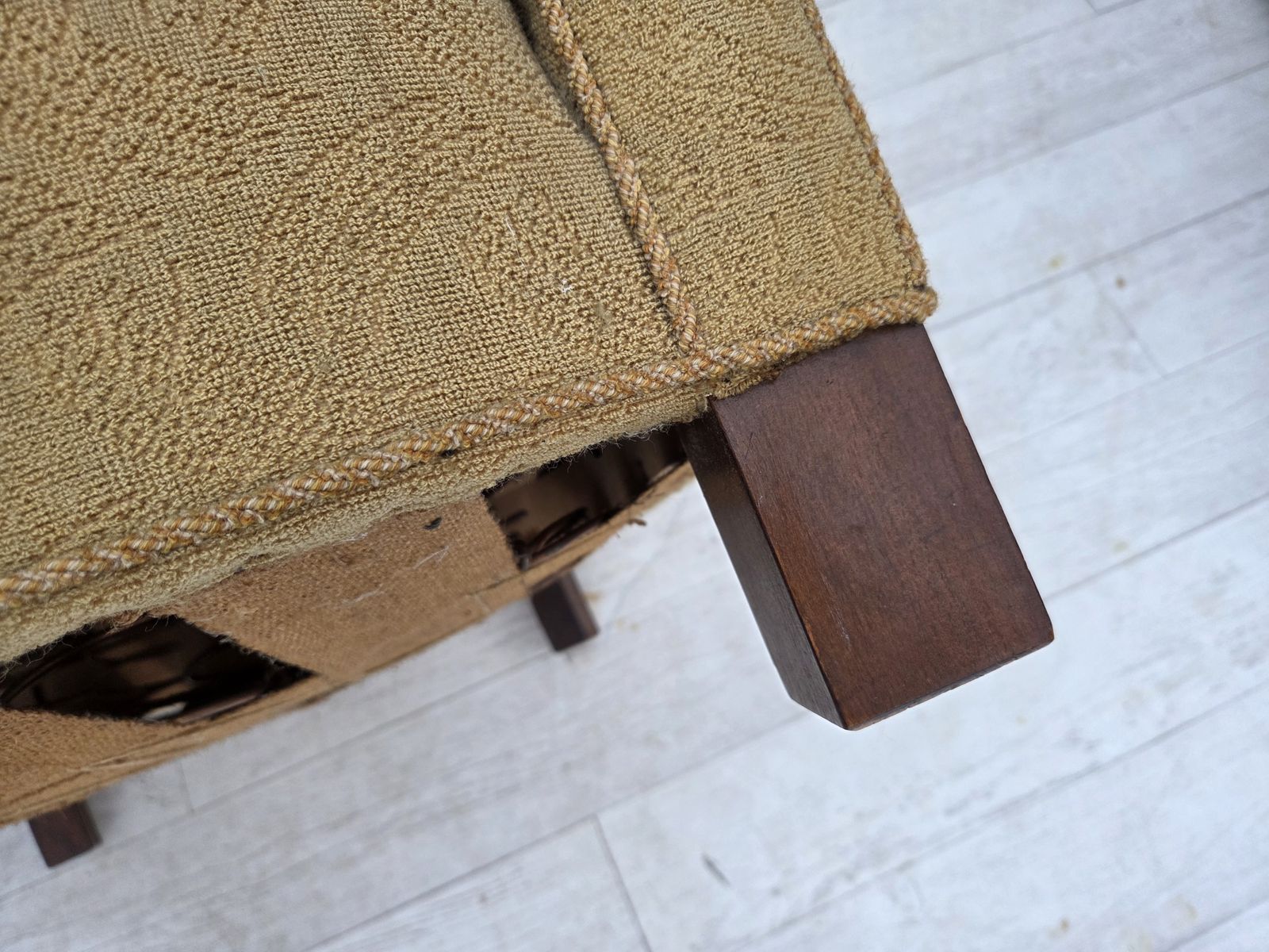 1960s, Danish Relax Chair, Original Light Green Furniture Wool. photo vintage