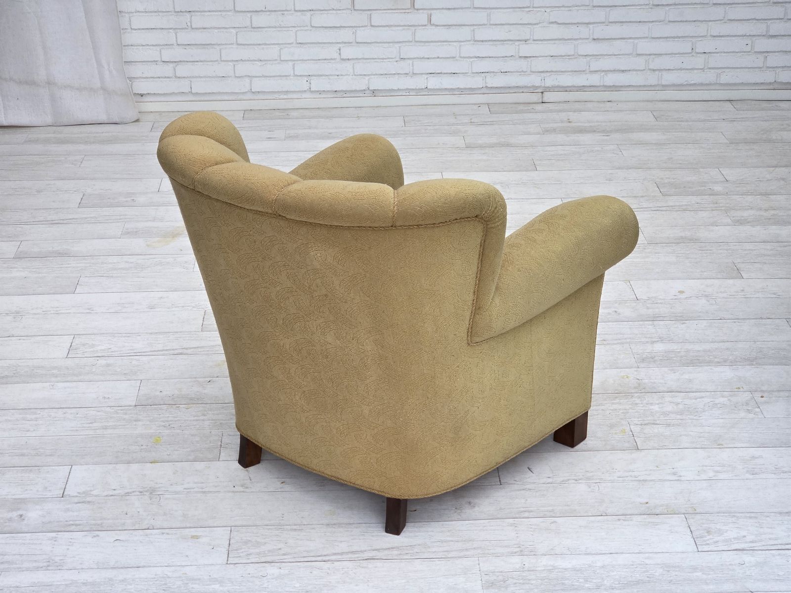Furniture 1960s, Danish Relax Chair, Original Light Green Furniture Wool. photo
