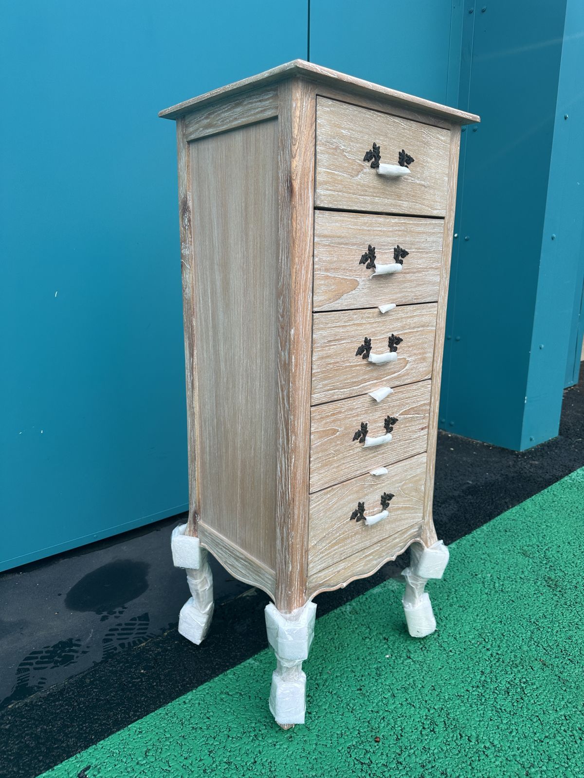 Brand New Pretty Montpellier Blanc Solid Wood 5 Draw Tallboy  	Rrp £579 photo buy