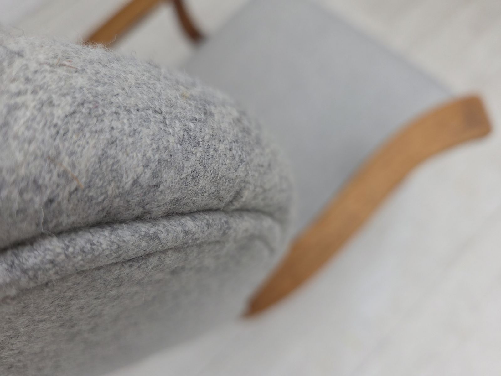 1950s, Danish High Backed Armchair, Reupholstered, Wool, Oak Wood. photo vinterior