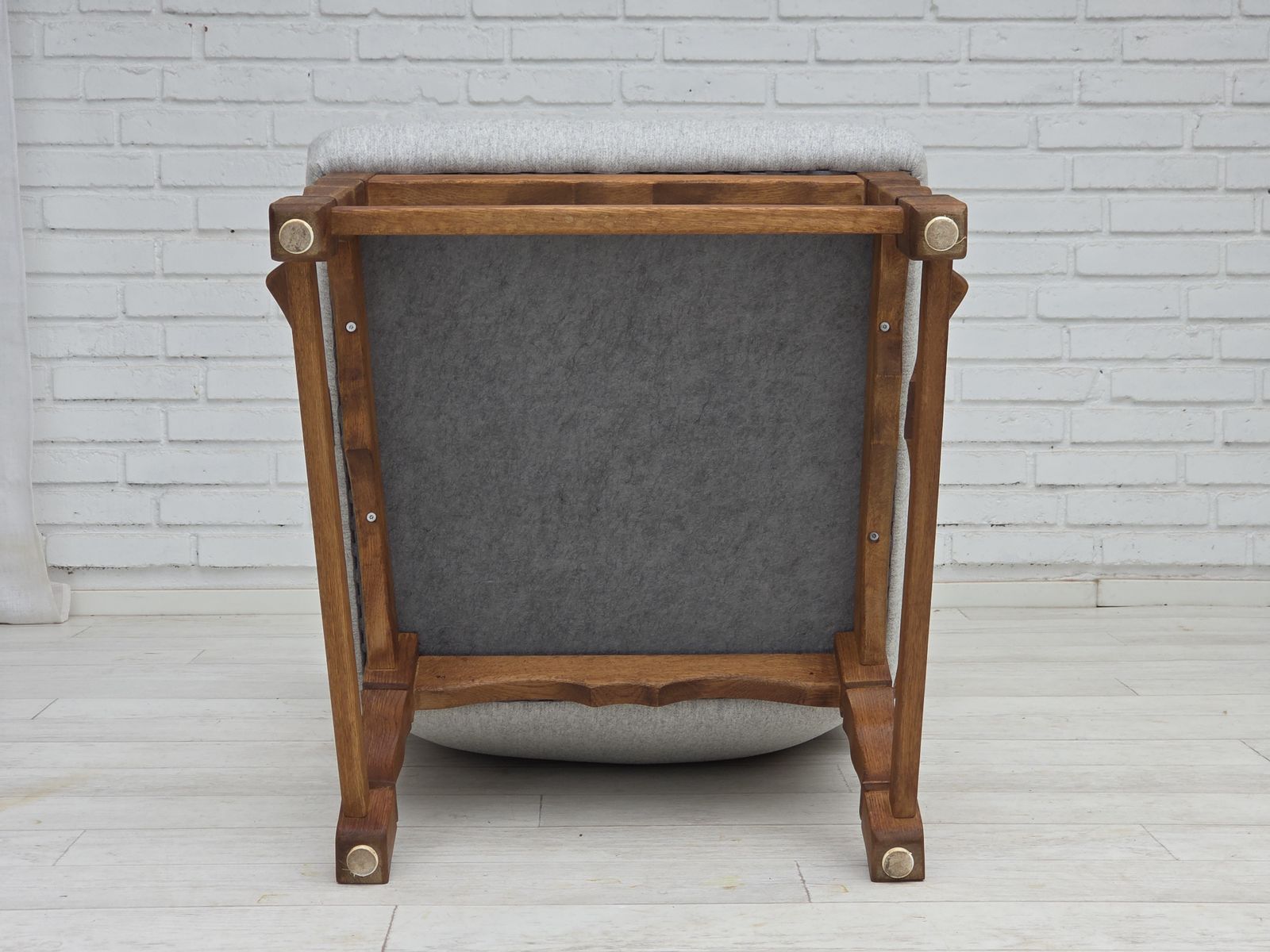 1870.0 1950s, Danish High Backed Armchair, Reupholstered, Wool, Oak Wood. photo
