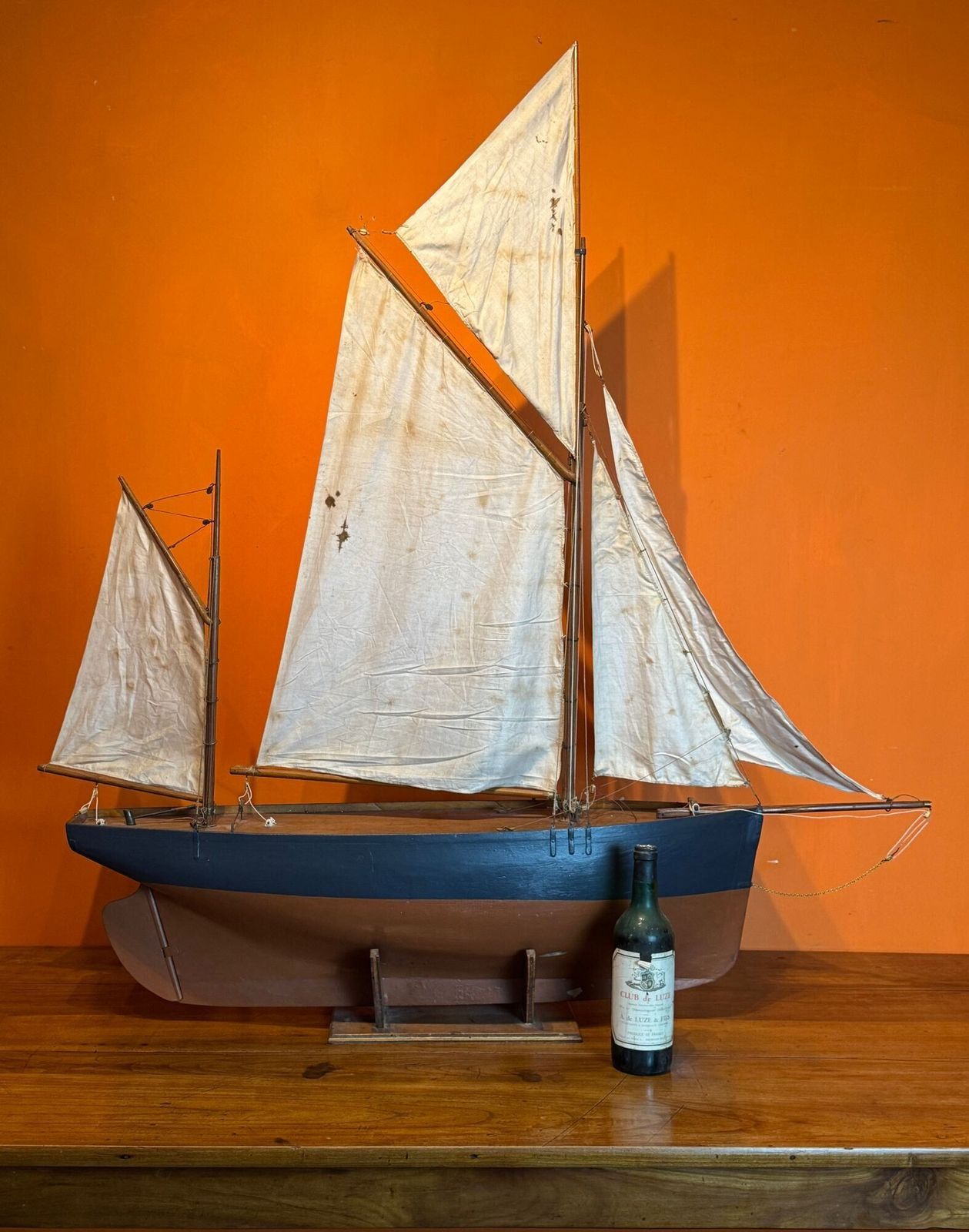 Antique Large Scale Fully Rigged Pond Yacht photo vintage