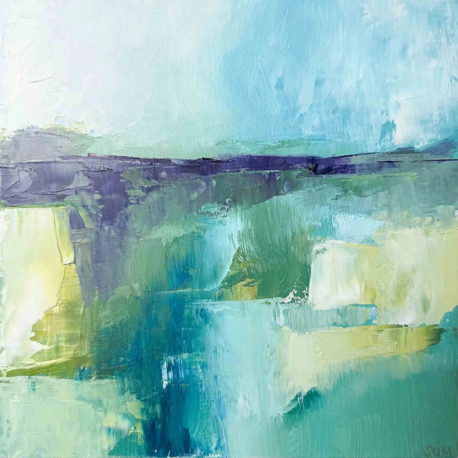 Contemporary Abstract Seascape Oil Painting photo furniture